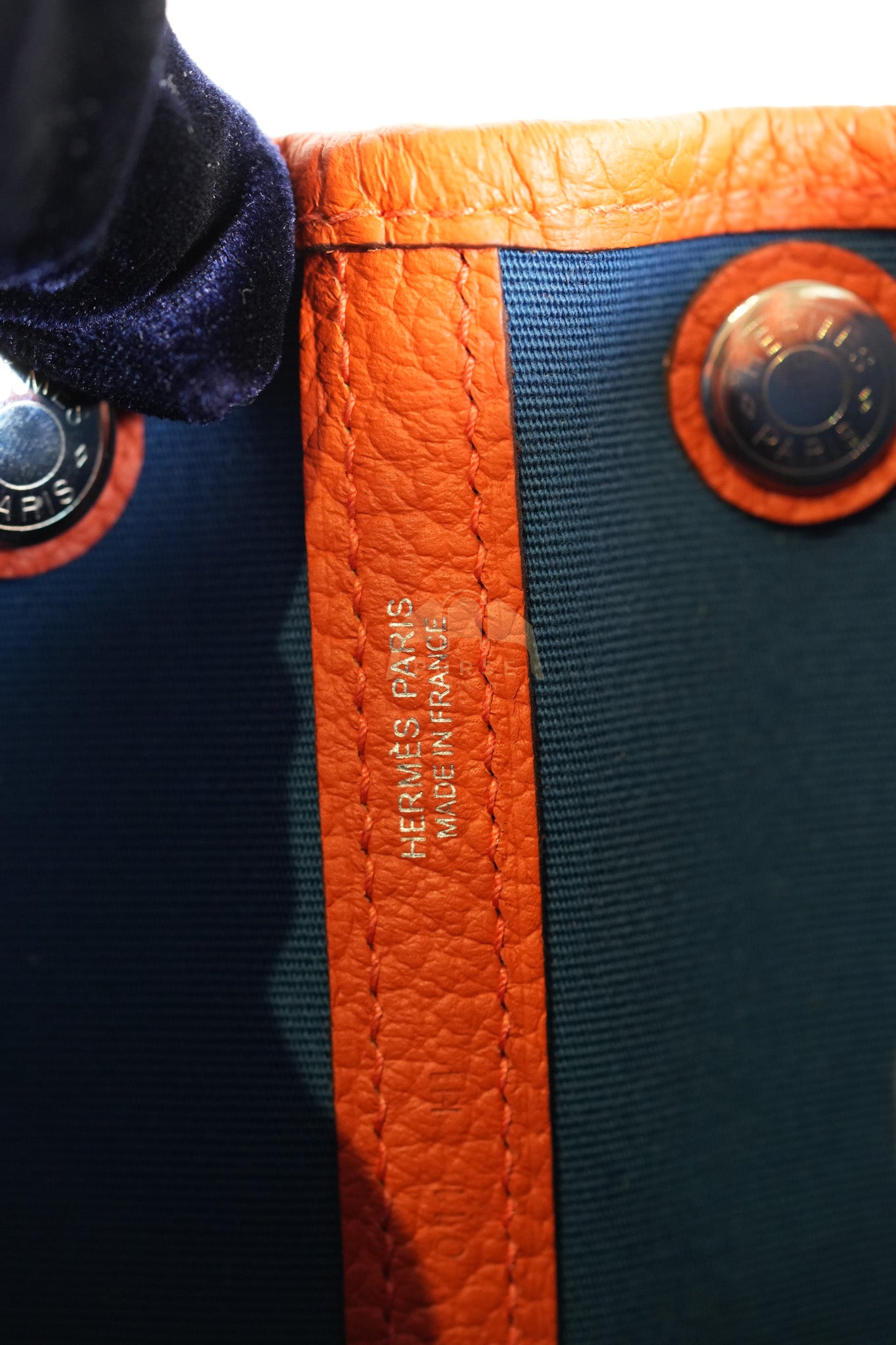 Bicolor Garden Party Tote Bag (GPT) 30 in Orange & Blue Canvas Palladium Hardware Stamp X(2016) | Purse Maison Luxury Bags Shop