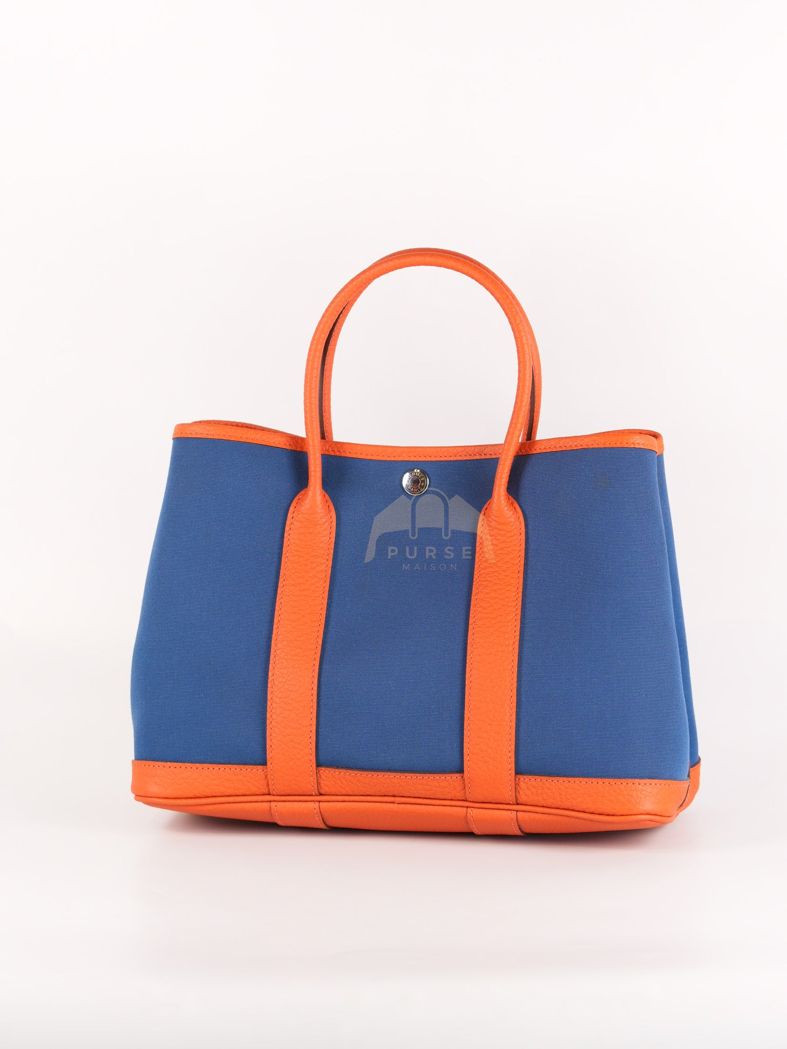 Bicolor Garden Party Tote Bag (GPT) 30 in Orange & Blue Canvas Palladium Hardware Stamp X(2016) | Purse Maison Luxury Bags Shop