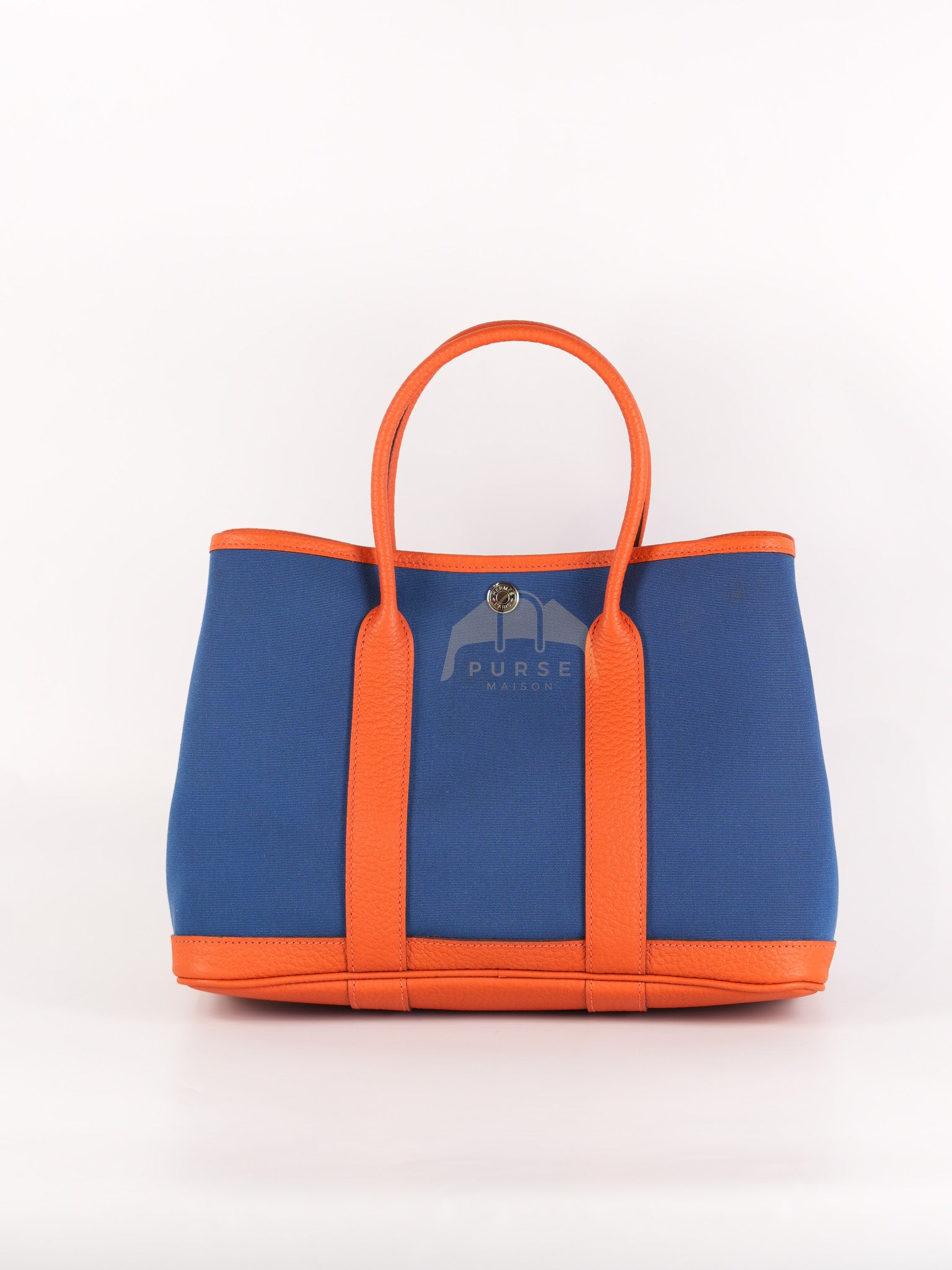Bicolor Garden Party Tote Bag (GPT) 30 in Orange & Blue Canvas Palladium Hardware Stamp X(2016) | Purse Maison Luxury Bags Shop