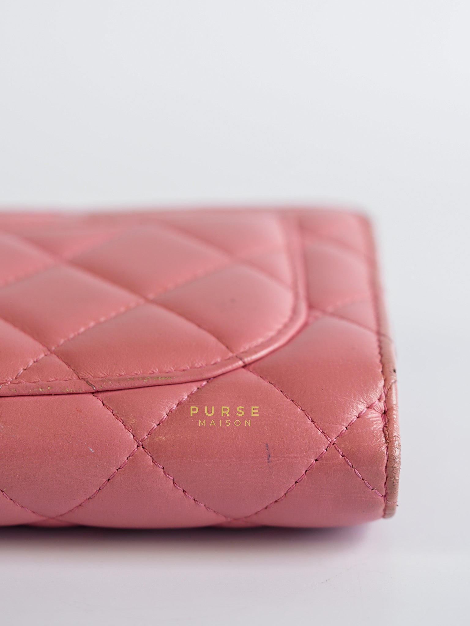Bifold Compact Wallet in Pink Lambskin Leather and Silver Hardware Series 16 | Purse Maison Luxury Bags Shop