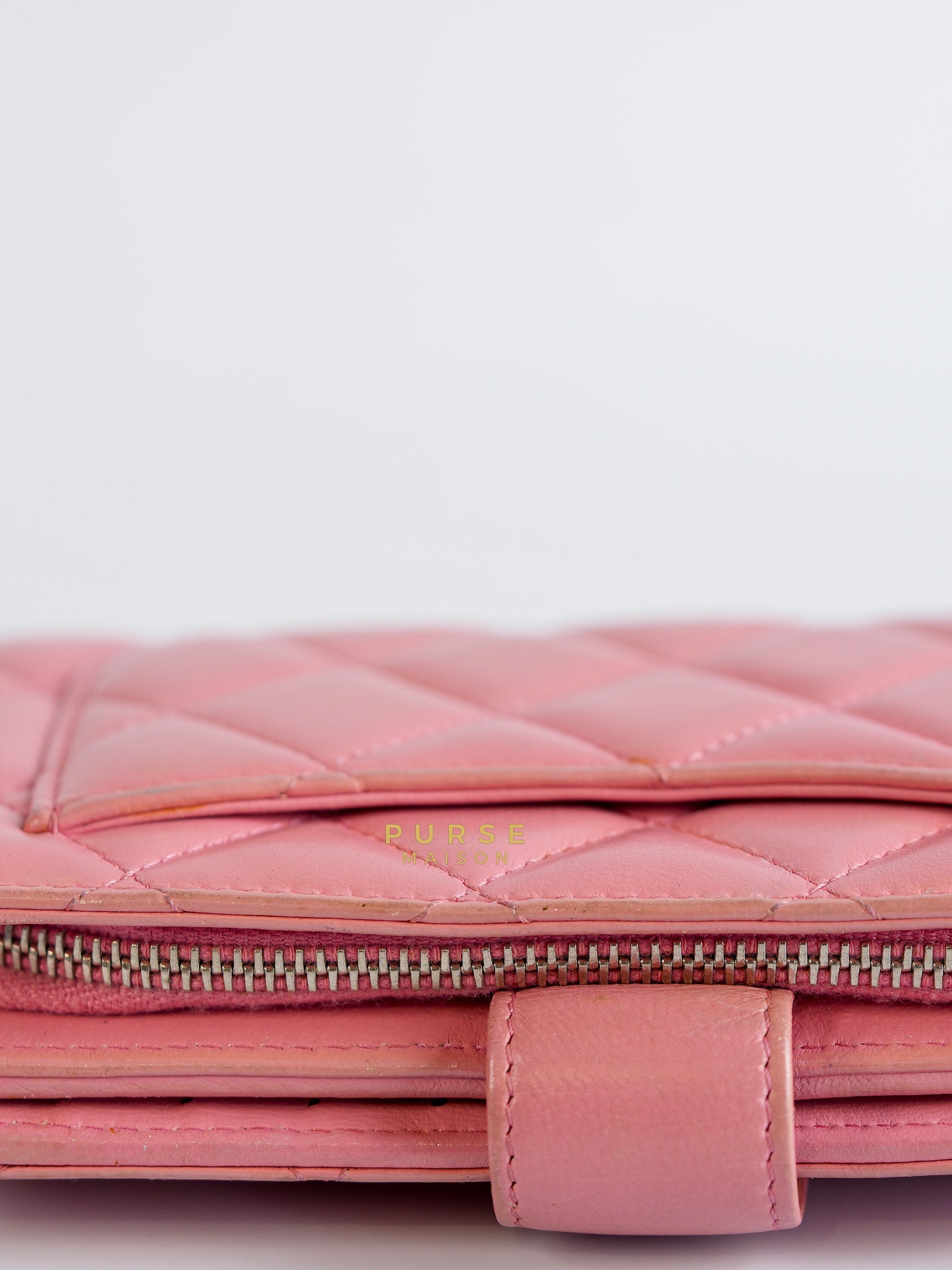 Bifold Compact Wallet in Pink Lambskin Leather and Silver Hardware Series 16 | Purse Maison Luxury Bags Shop