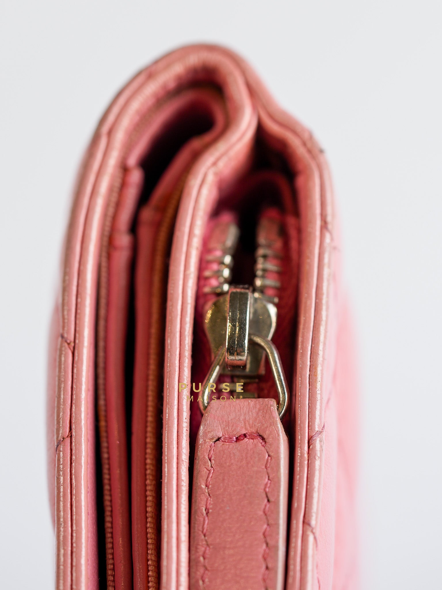 Bifold Compact Wallet in Pink Lambskin Leather and Silver Hardware Series 16 | Purse Maison Luxury Bags Shop