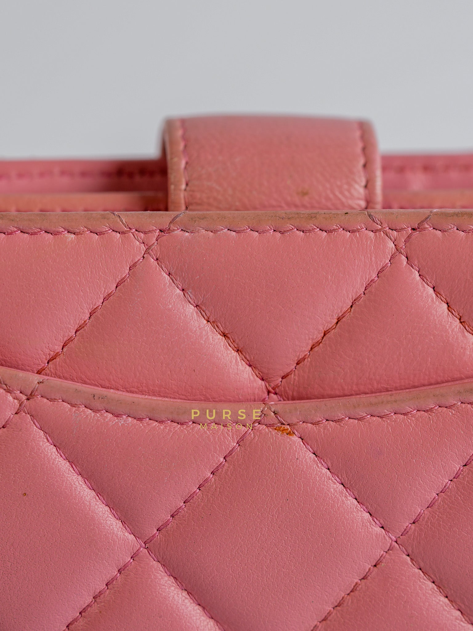 Bifold Compact Wallet in Pink Lambskin Leather and Silver Hardware Series 16 | Purse Maison Luxury Bags Shop
