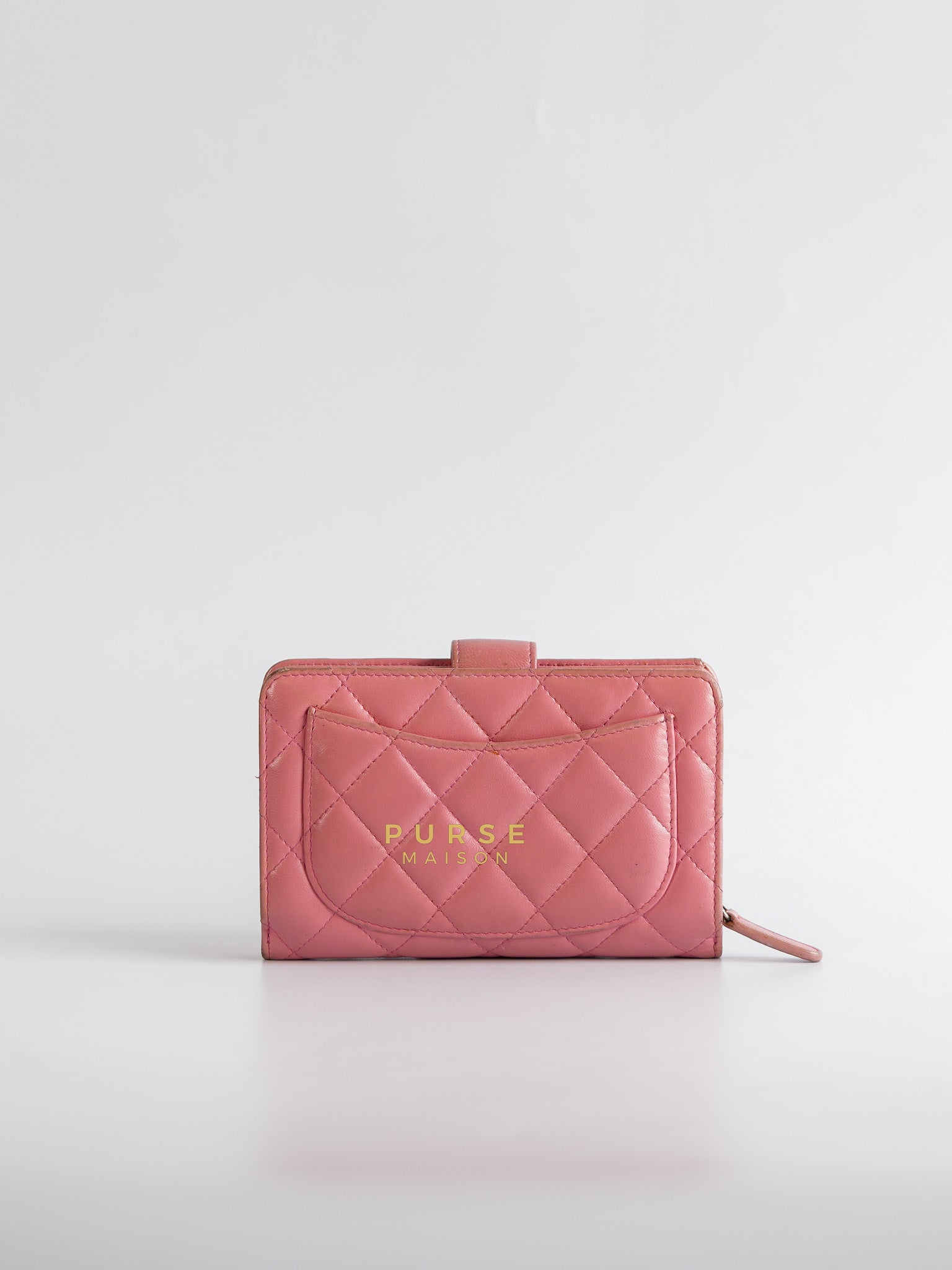 Bifold Compact Wallet in Pink Lambskin Leather and Silver Hardware Series 16 | Purse Maison Luxury Bags Shop