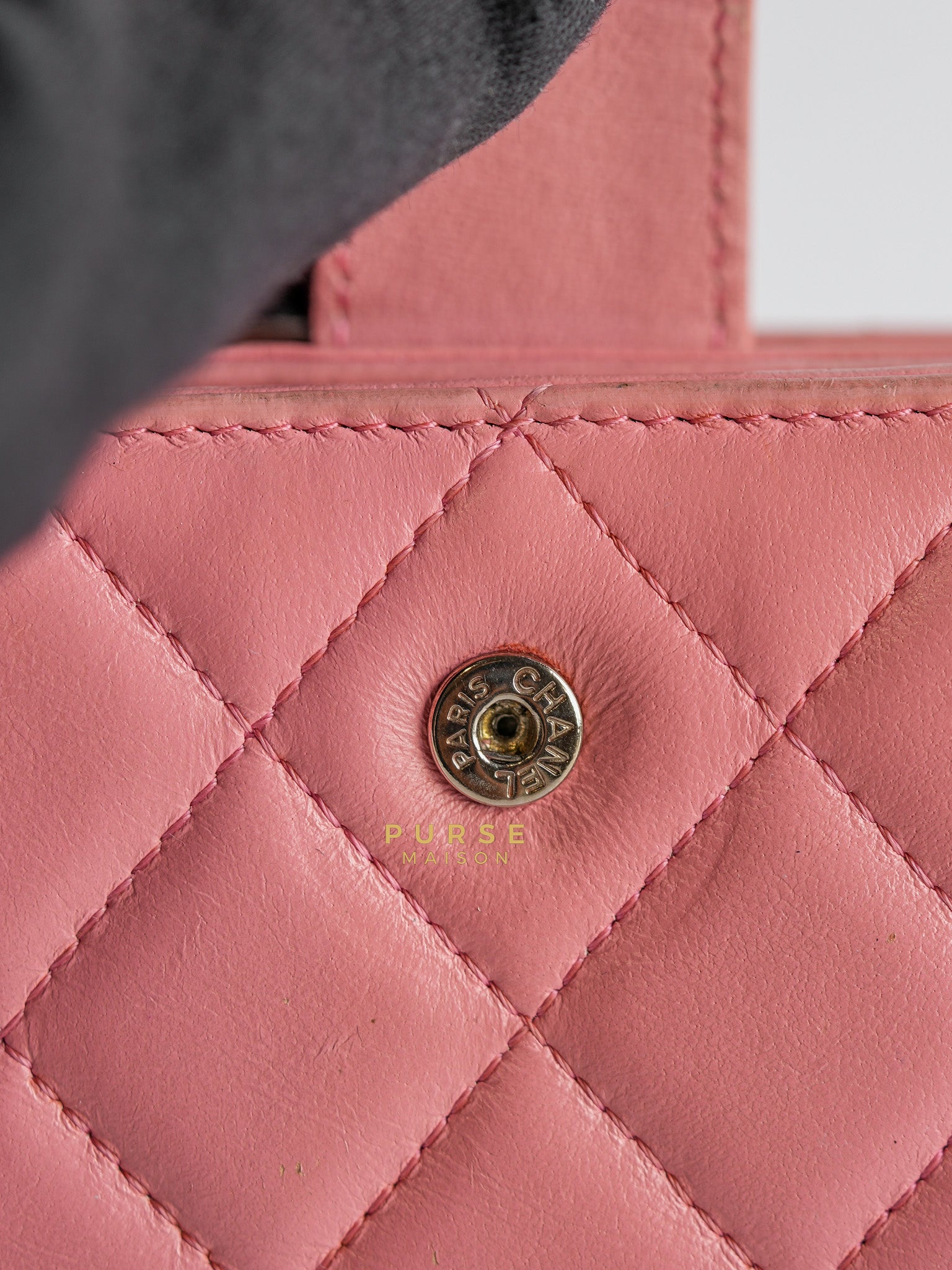 Bifold Compact Wallet in Pink Lambskin Leather and Silver Hardware Series 16 | Purse Maison Luxury Bags Shop