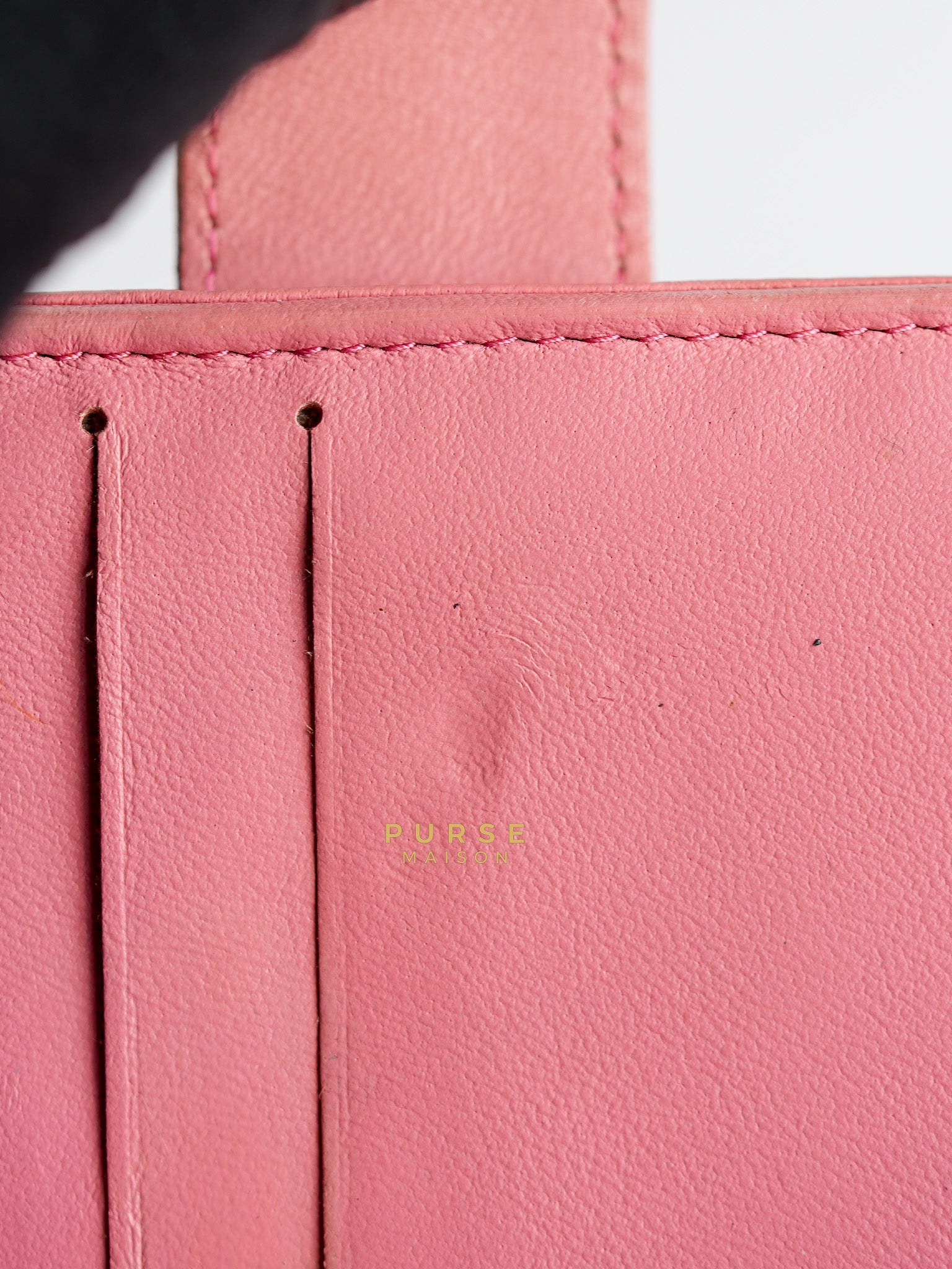 Bifold Compact Wallet in Pink Lambskin Leather and Silver Hardware Series 16 | Purse Maison Luxury Bags Shop