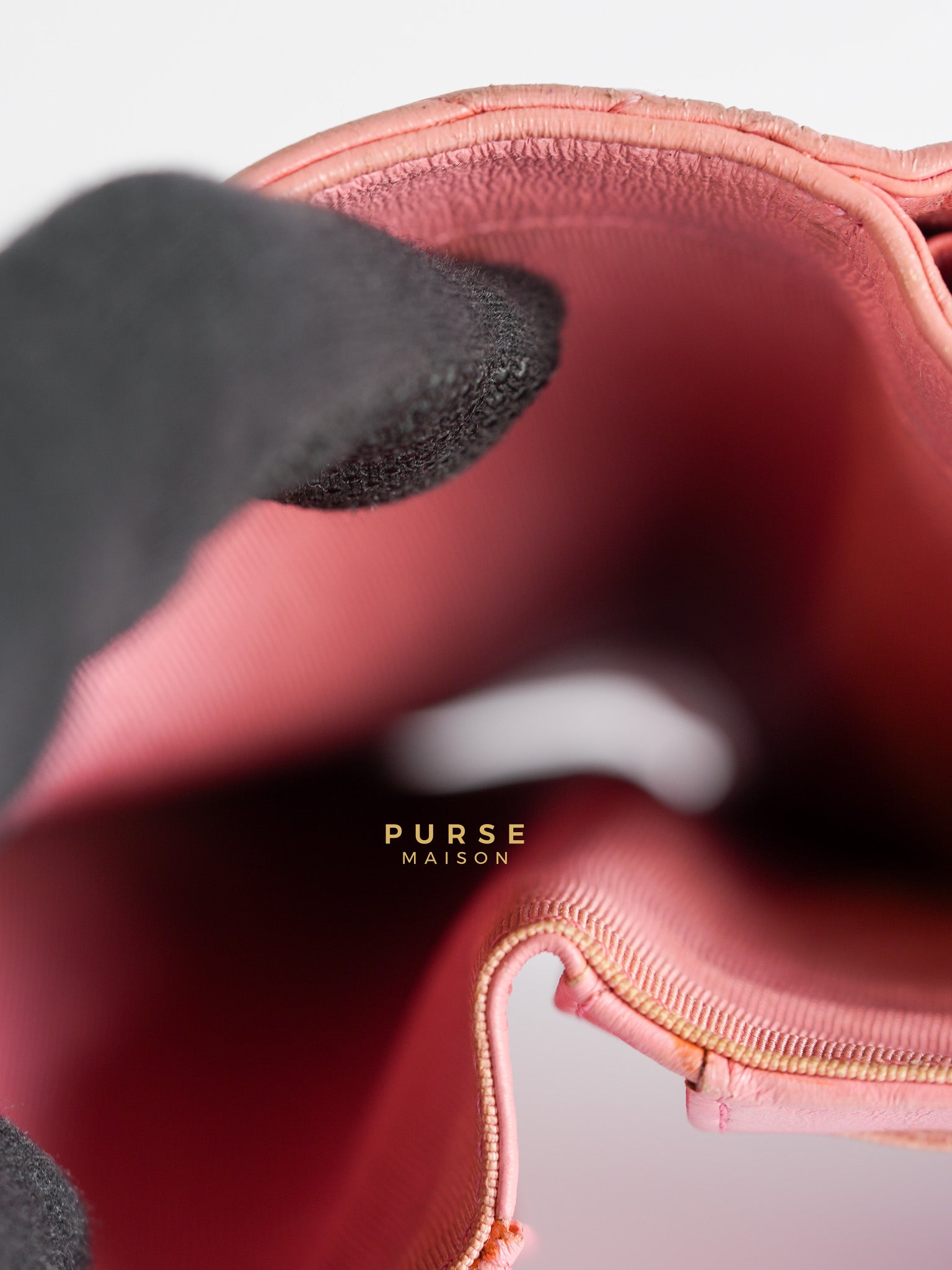 Bifold Compact Wallet in Pink Lambskin Leather and Silver Hardware Series 16 | Purse Maison Luxury Bags Shop