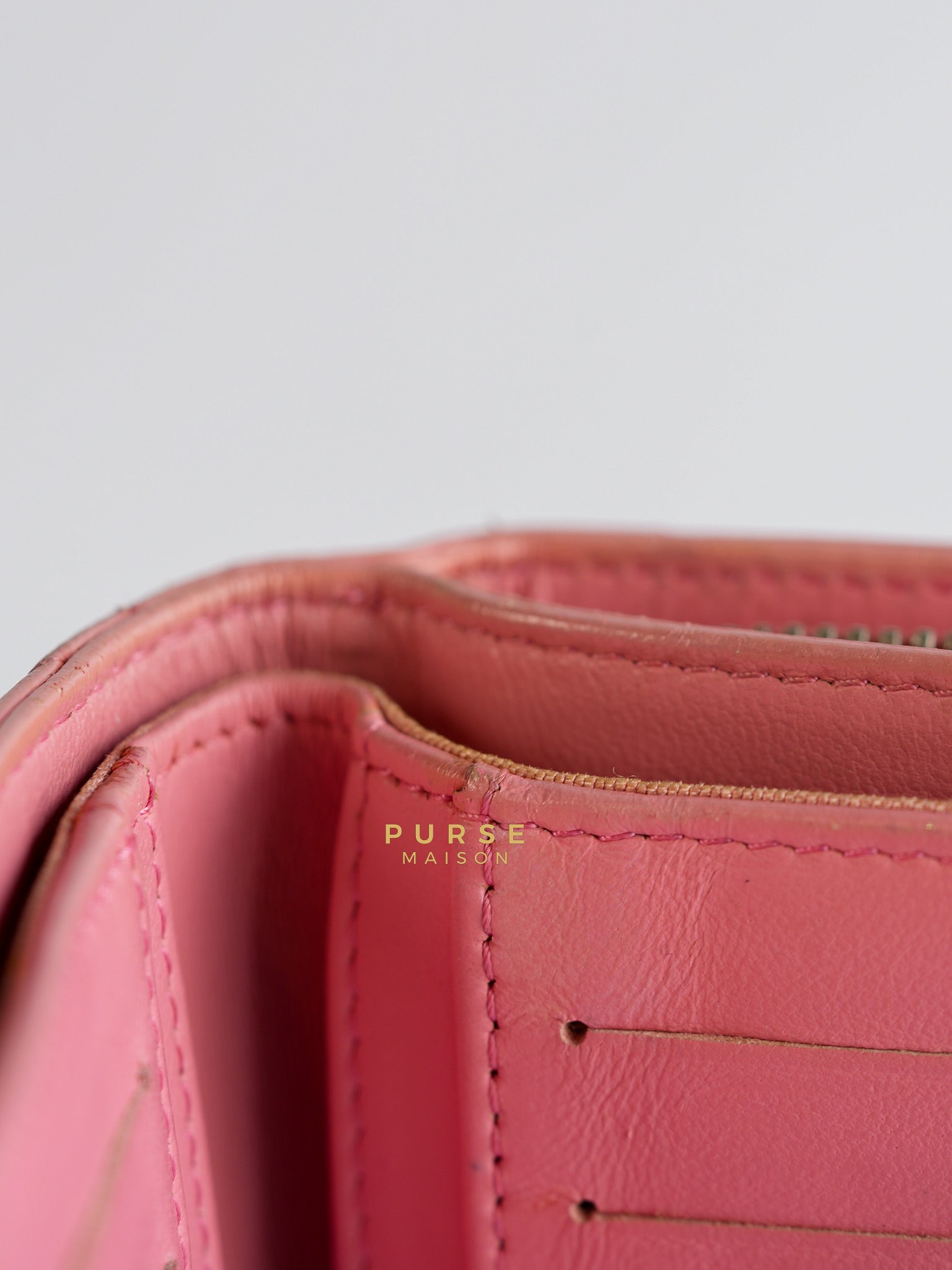 Bifold Compact Wallet in Pink Lambskin Leather and Silver Hardware Series 16 | Purse Maison Luxury Bags Shop