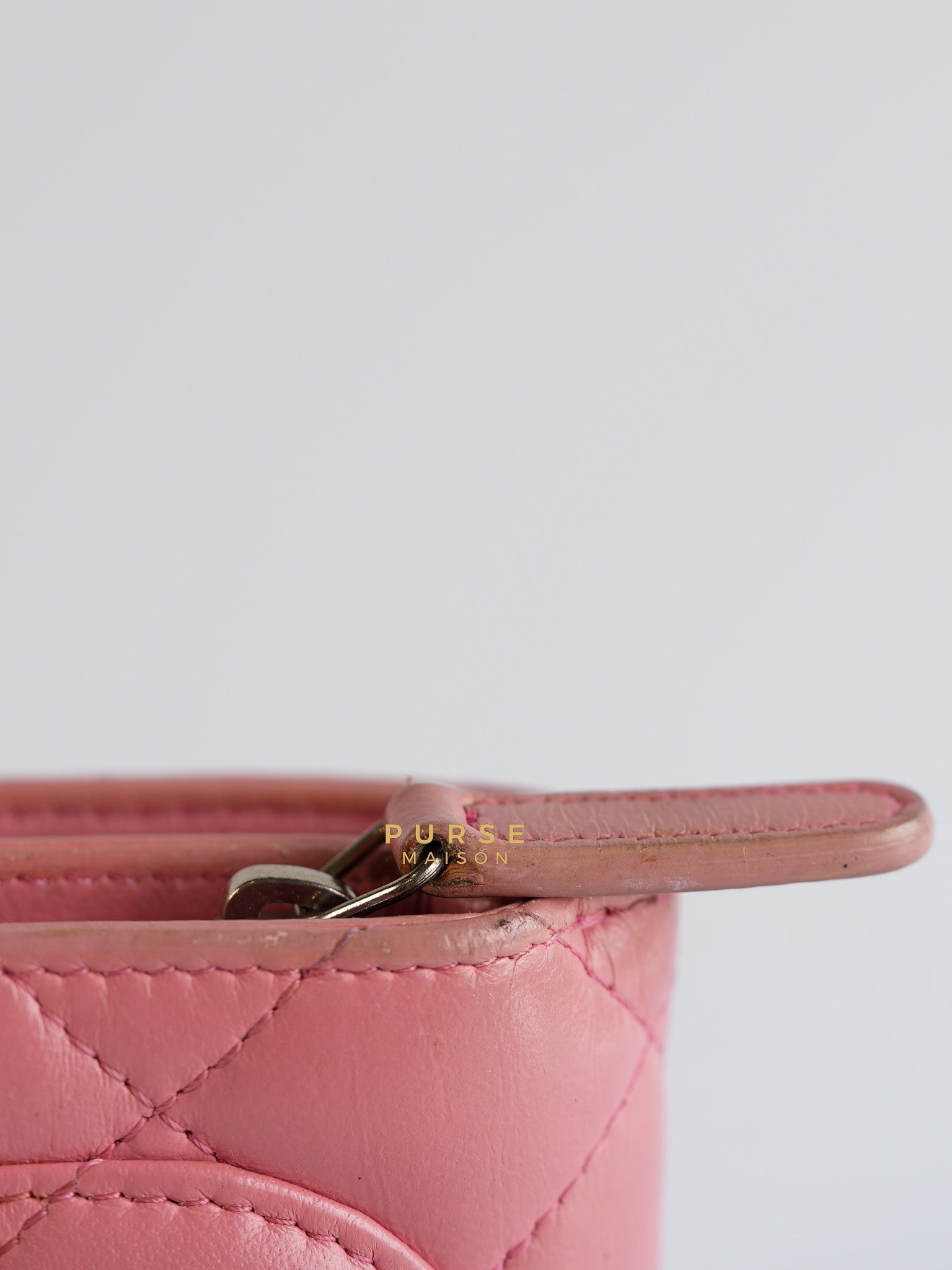 Bifold Compact Wallet in Pink Lambskin Leather and Silver Hardware Series 16 | Purse Maison Luxury Bags Shop