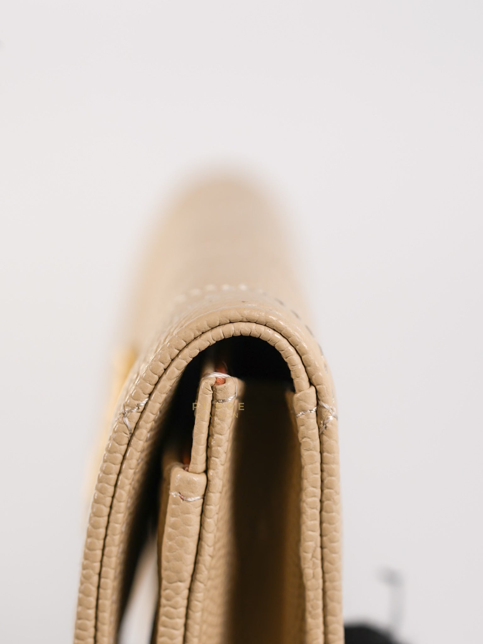 Big CC Flap Card Holder in Beige Caviar Leather Gold Hardware(Microchip) | Purse Maison Luxury Bags Shop