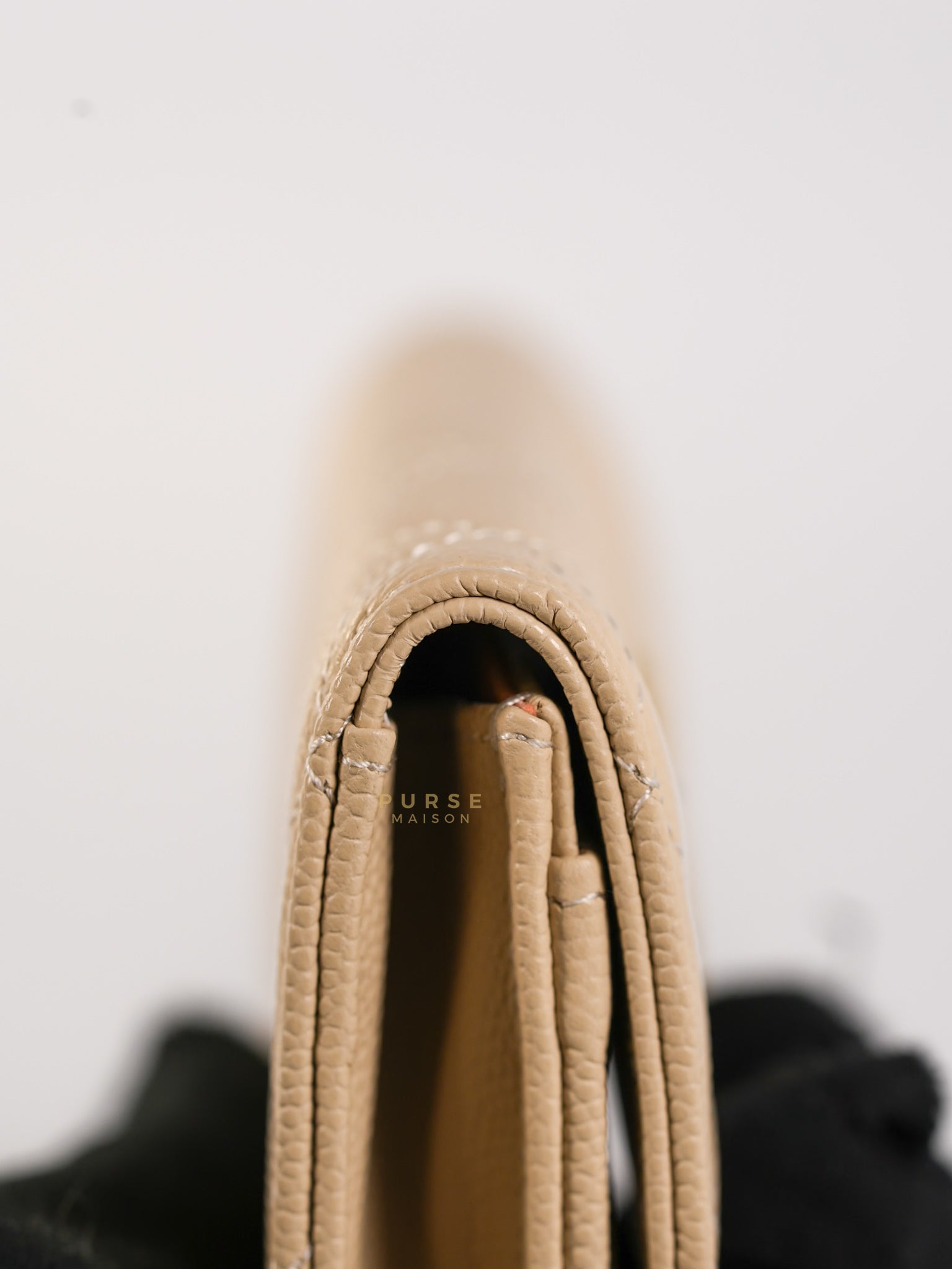 Big CC Flap Card Holder in Beige Caviar Leather Gold Hardware(Microchip) | Purse Maison Luxury Bags Shop