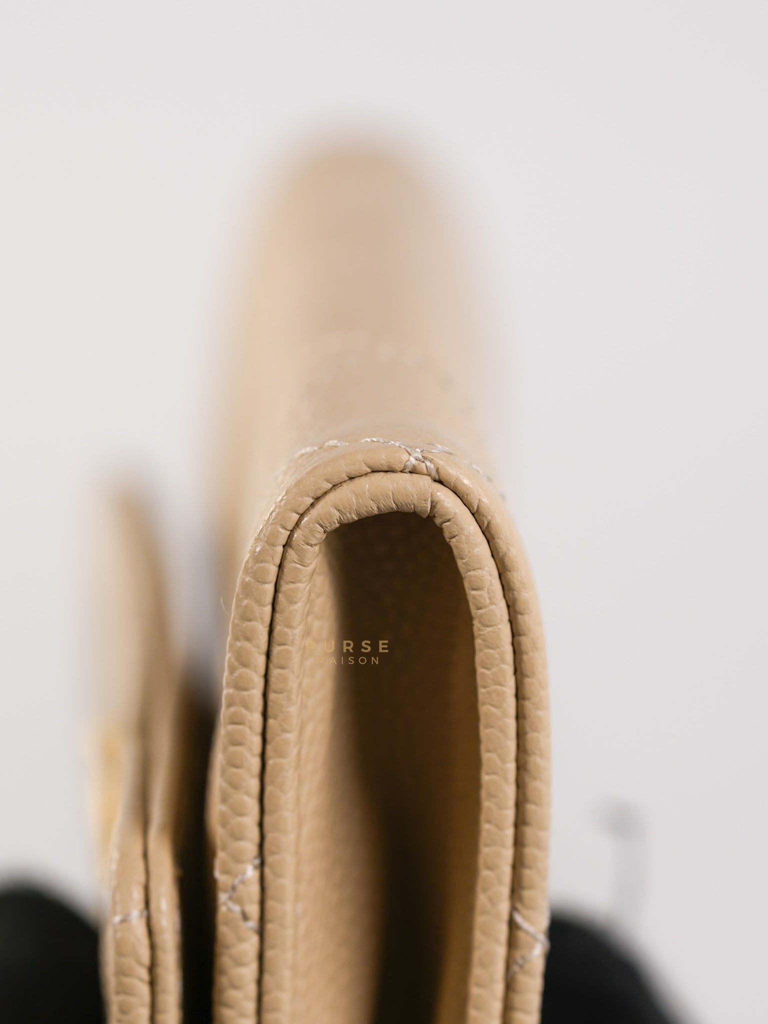 Big CC Flap Card Holder in Beige Caviar Leather Gold Hardware(Microchip) | Purse Maison Luxury Bags Shop