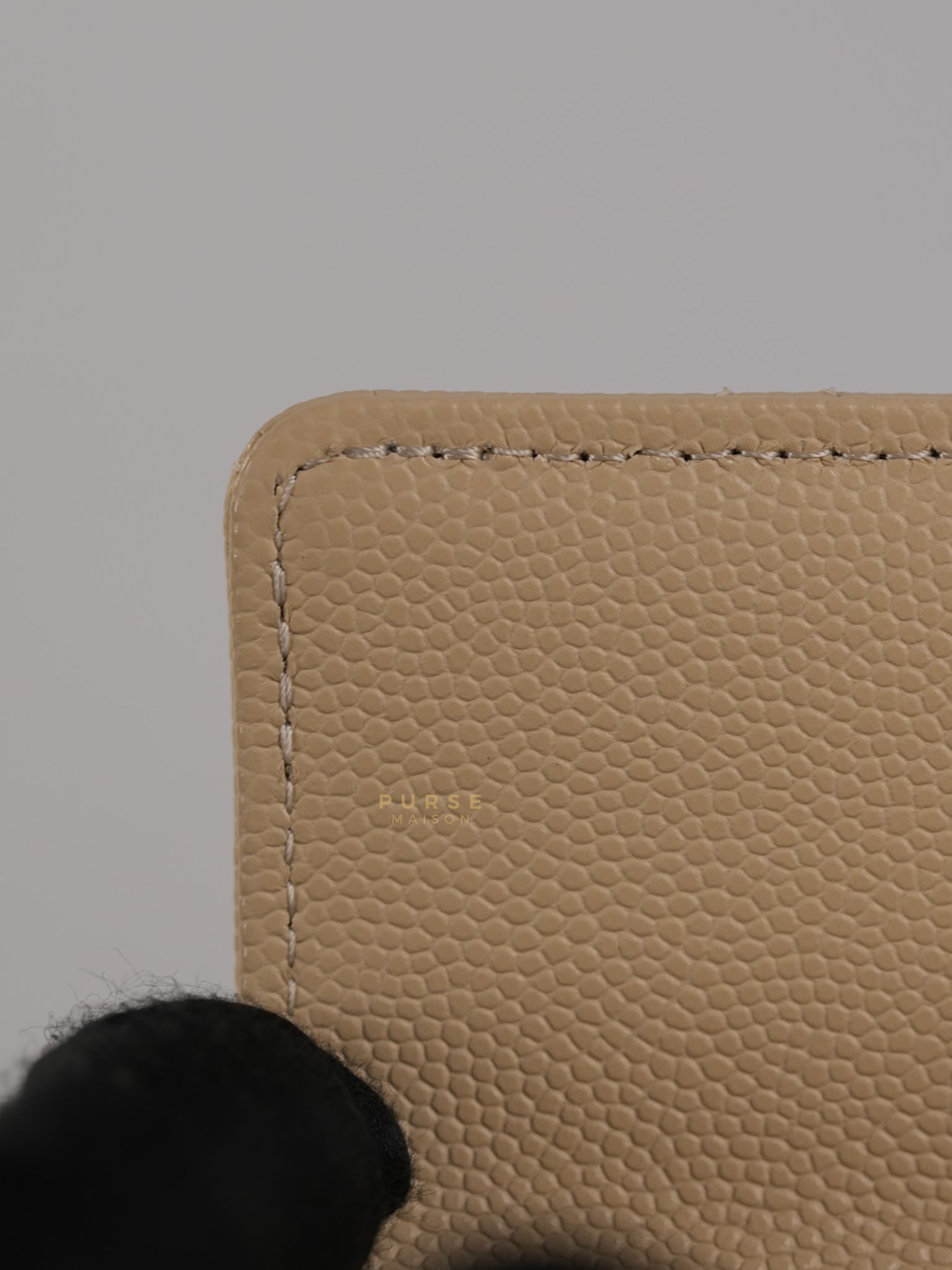 Big CC Flap Card Holder in Beige Caviar Leather Gold Hardware(Microchip) | Purse Maison Luxury Bags Shop