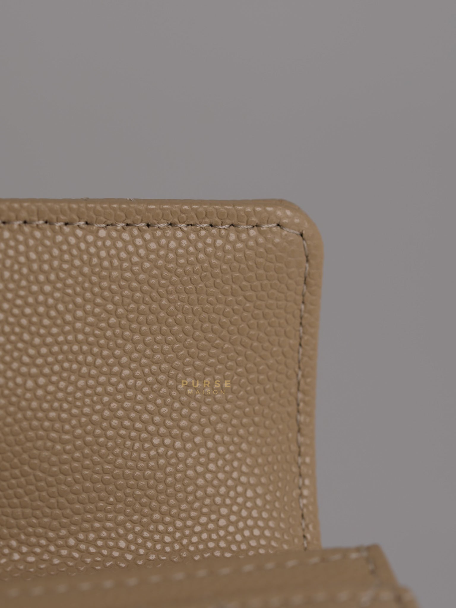 Big CC Flap Card Holder in Beige Caviar Leather Gold Hardware(Microchip) | Purse Maison Luxury Bags Shop