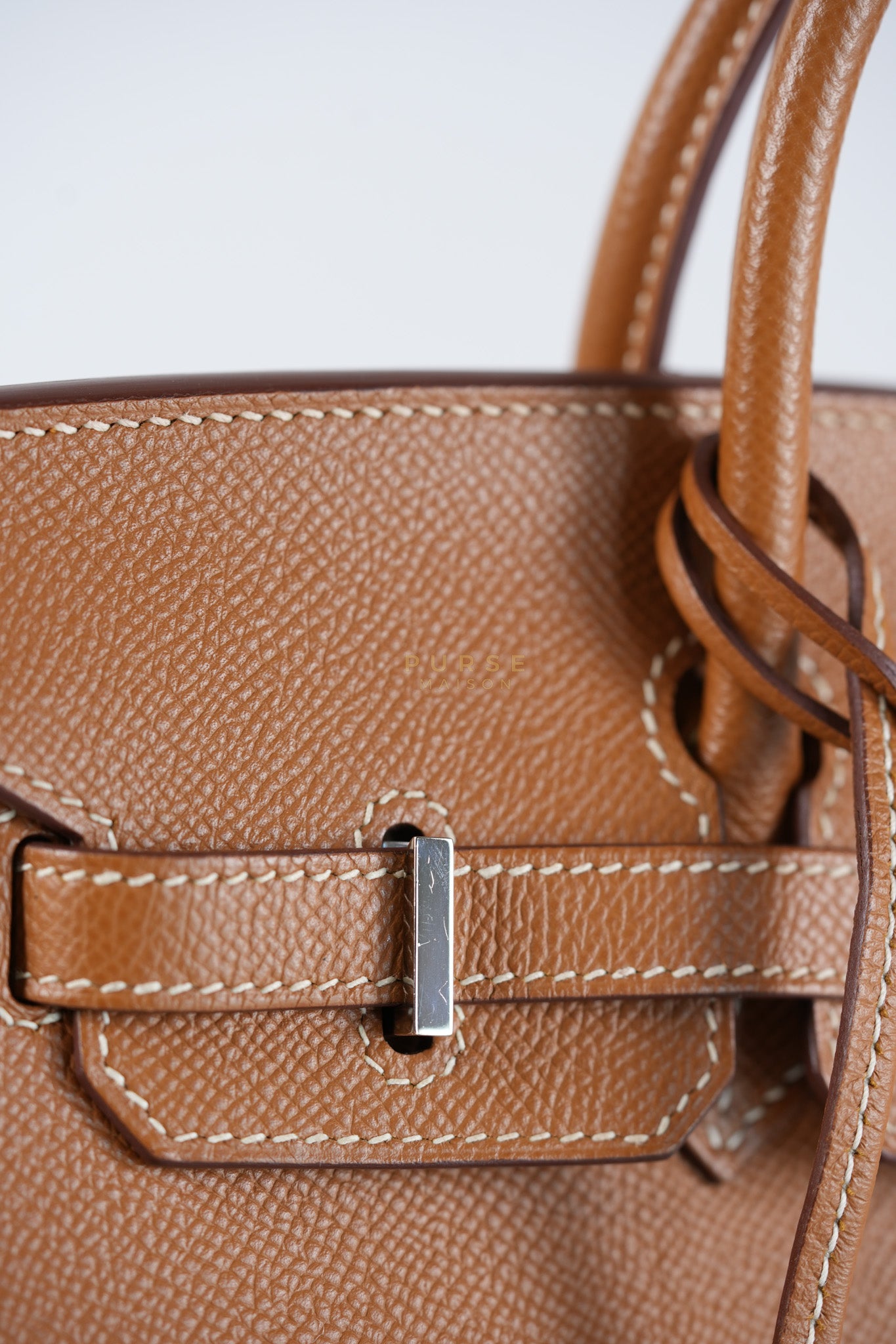 Bikrin 25 Sellier in Gold Epsom Leather and Palladium Hardware Stamp U (2022) | Purse Maison Luxury Bags Shop