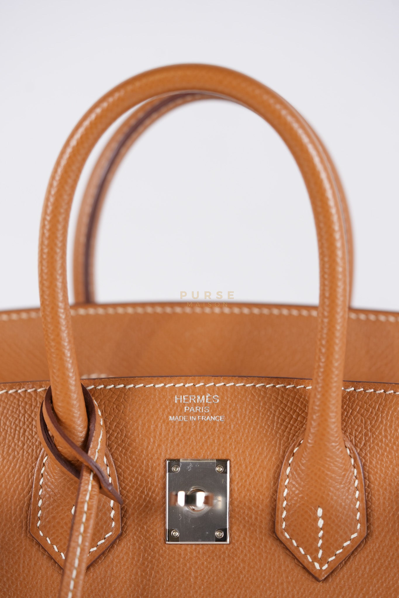 Bikrin 25 Sellier in Gold Epsom Leather and Palladium Hardware Stamp U (2022) | Purse Maison Luxury Bags Shop