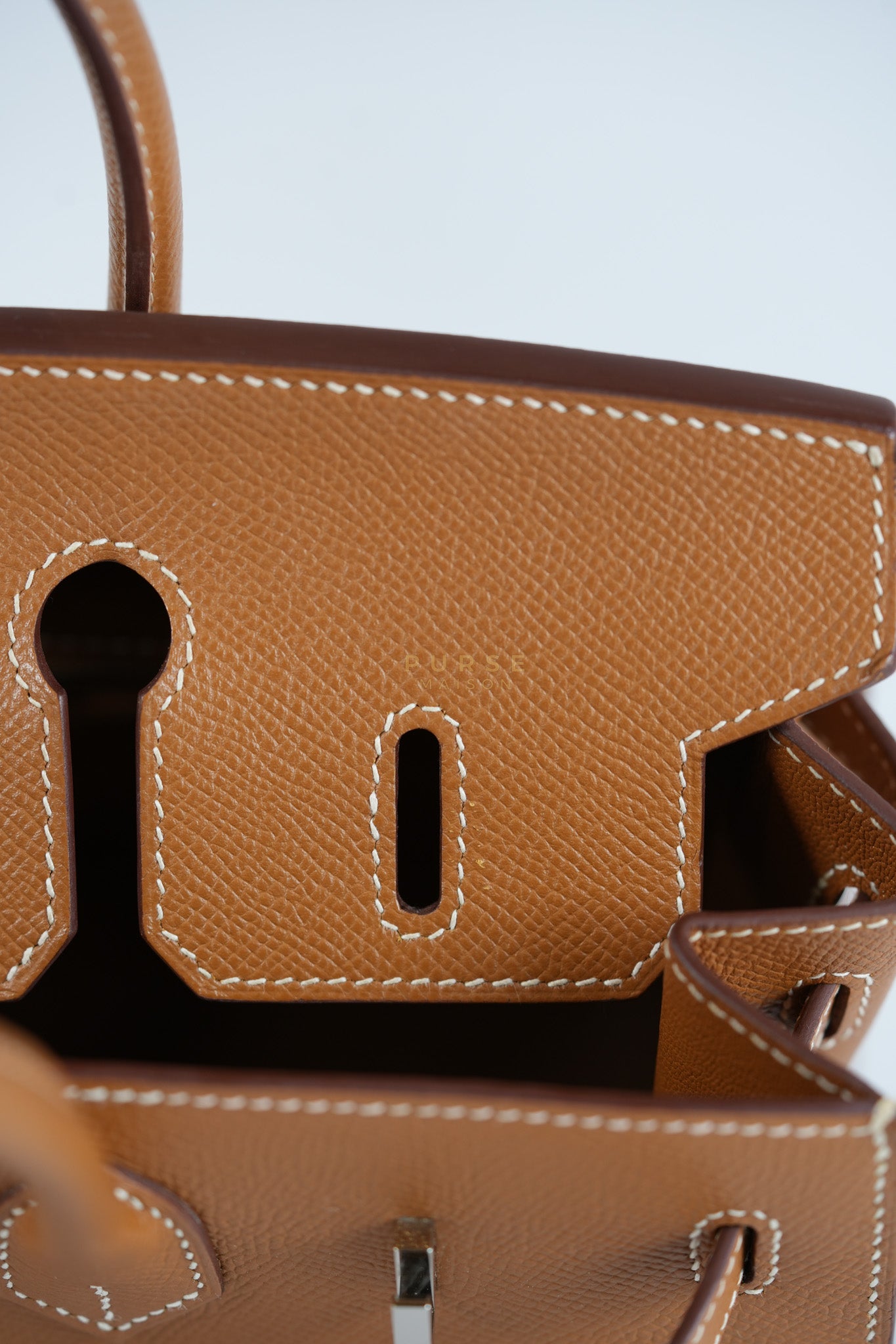 Bikrin 25 Sellier in Gold Epsom Leather and Palladium Hardware Stamp U (2022) | Purse Maison Luxury Bags Shop