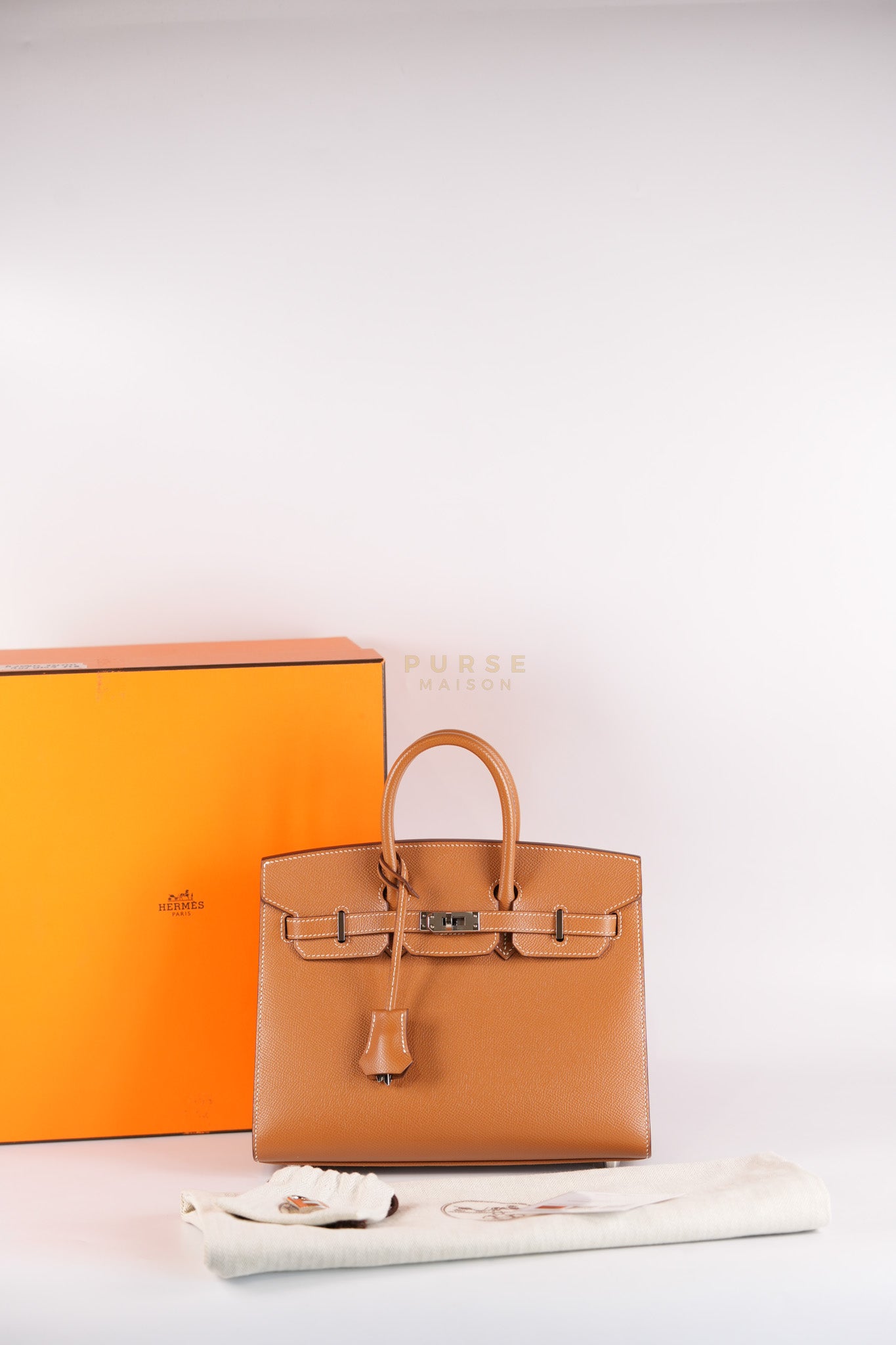 Bikrin 25 Sellier in Gold Epsom Leather and Palladium Hardware Stamp U (2022) | Purse Maison Luxury Bags Shop