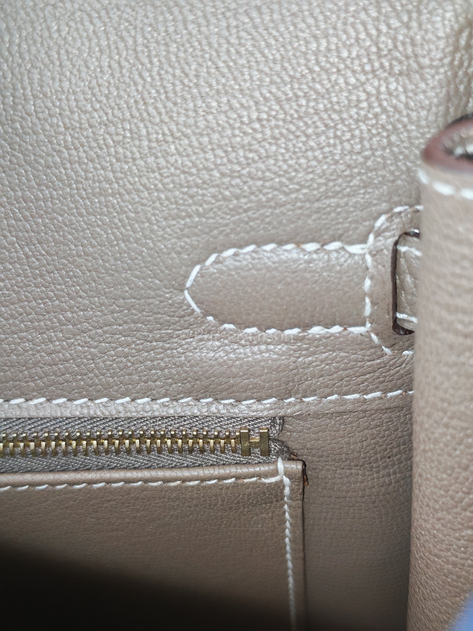 Birkin 25 Etoupe Retourne in Togo Leather and Gold Hardware Stamp D (2019) | Purse Maison Luxury Bags Shop