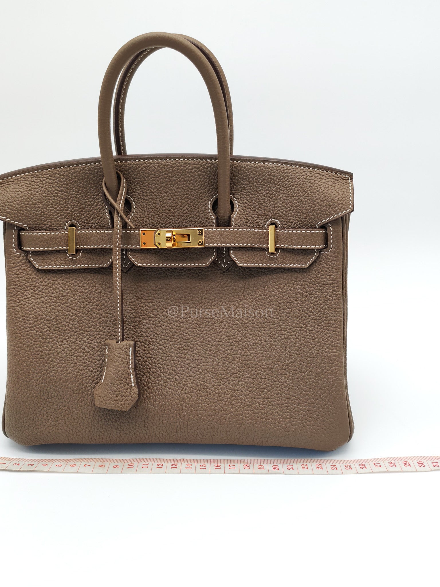 Birkin 25 Etoupe Retourne in Togo Leather and Gold Hardware Stamp D (2019) | Purse Maison Luxury Bags Shop