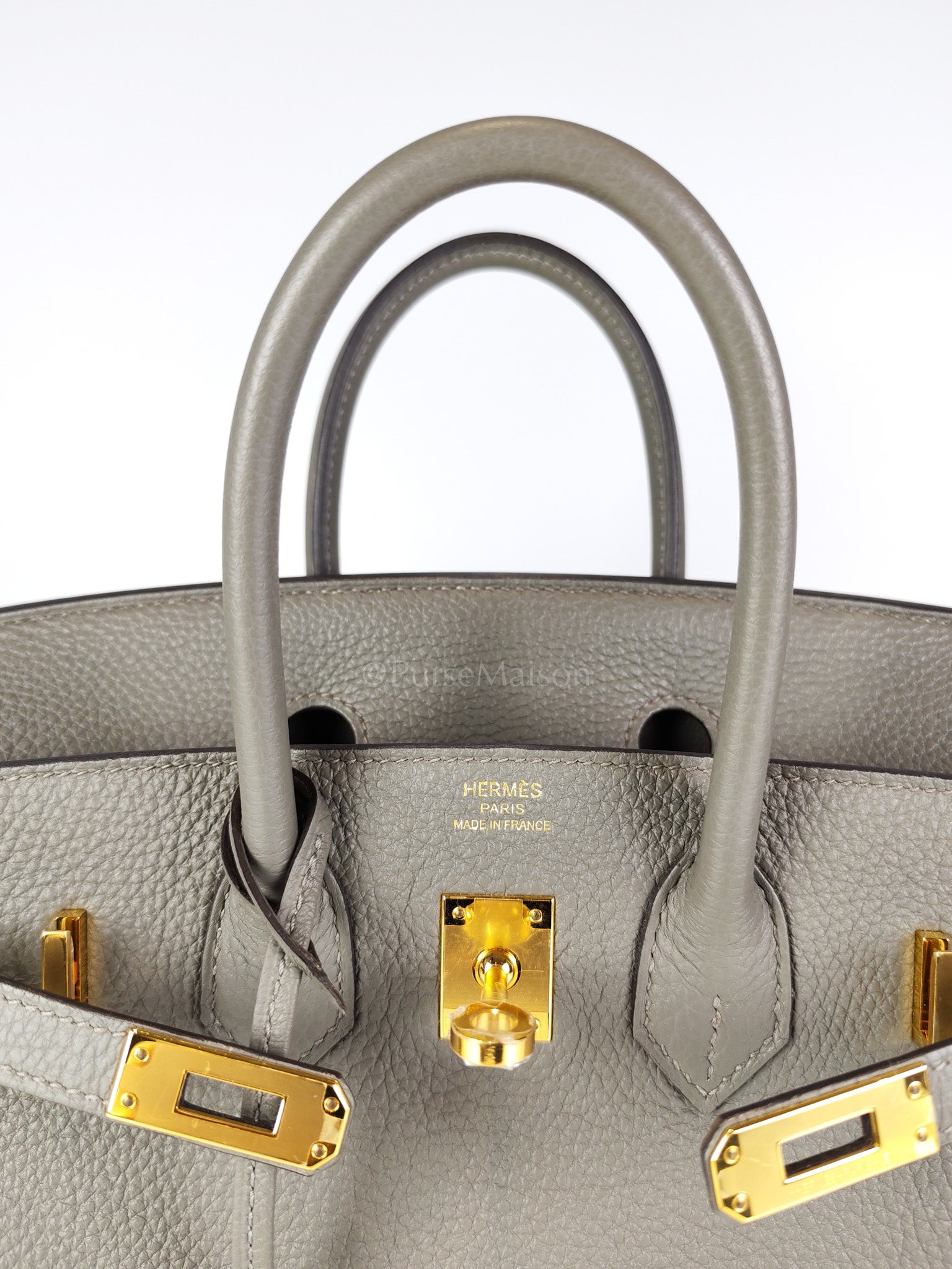 Birkin 25 Gris Meyer in Togo Leather and Gold Hardware Stamp B (2023) | Purse Maison Luxury Bags Shop