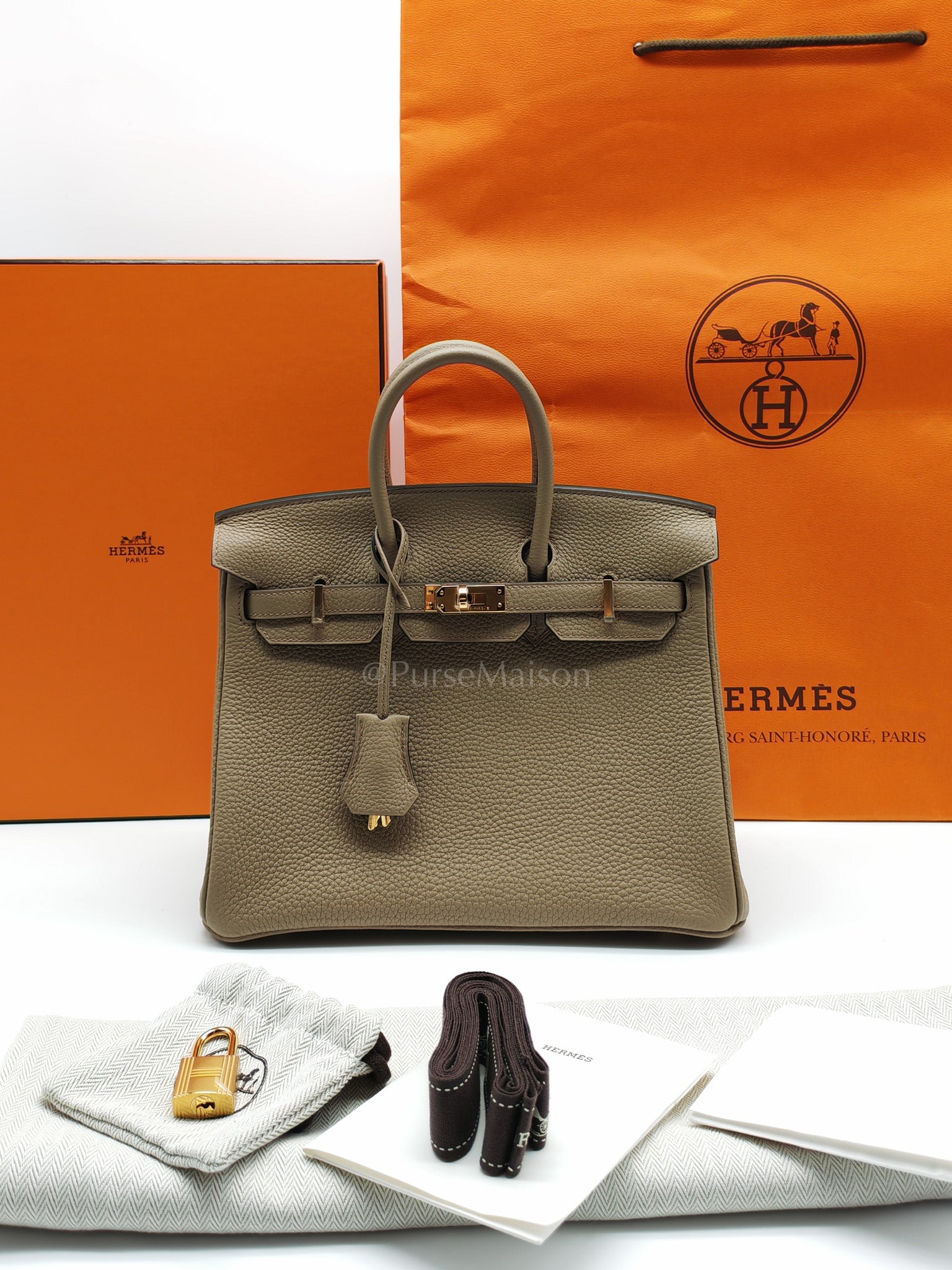 Birkin 25 in Beige Marfa Togo Leather Gold Hardware Stamp W(2024) | Purse Maison Luxury Bags Shop