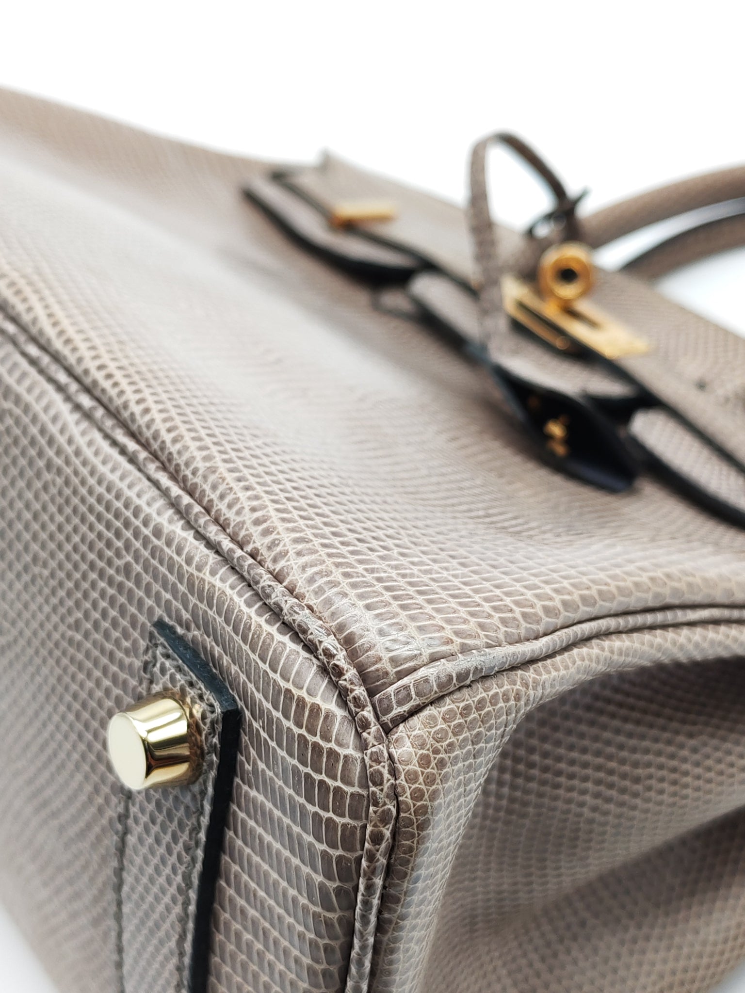 Birkin 25 Lizard Gris Tourterelle Gold Hardware Stamp P (2012) | Purse Maison Luxury Bags Shop