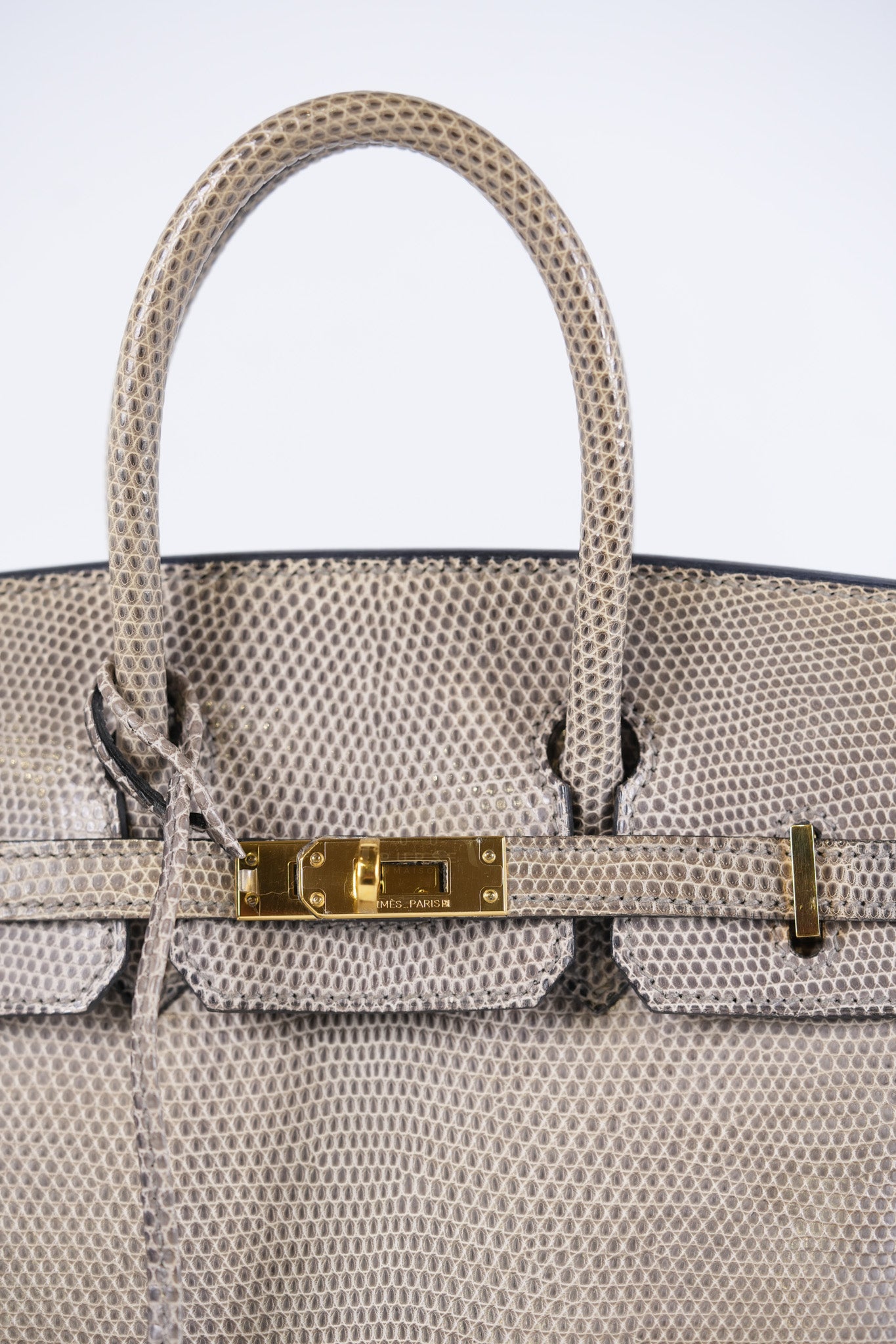 Birkin 25 Lizard Gris Tourterelle Gold hardware Stamp P (2012) | Purse Maison Luxury Bags Shop