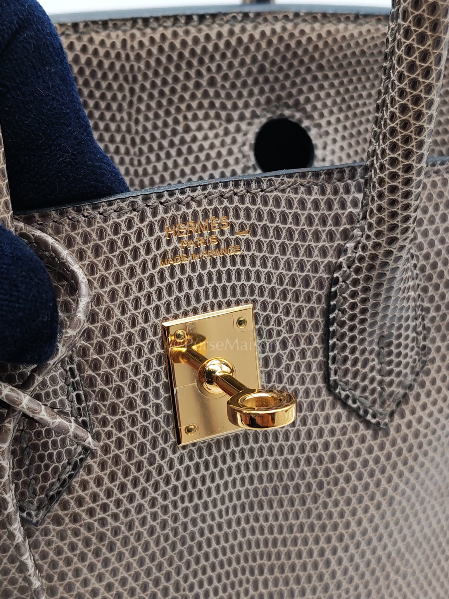 Birkin 25 Lizard Gris Tourterelle Gold Hardware Stamp P (2012) | Purse Maison Luxury Bags Shop