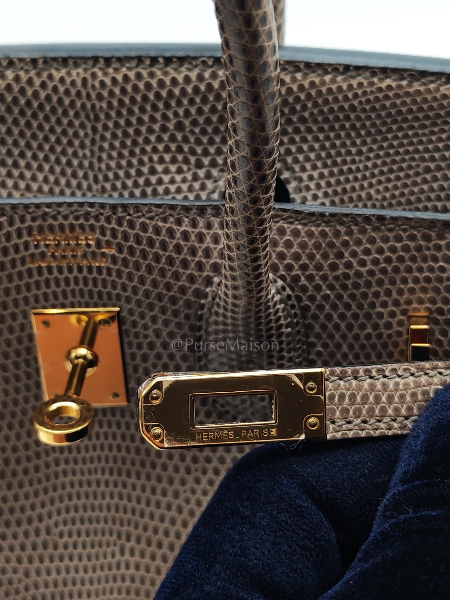 Birkin 25 Lizard Gris Tourterelle Gold Hardware Stamp P (2012) | Purse Maison Luxury Bags Shop