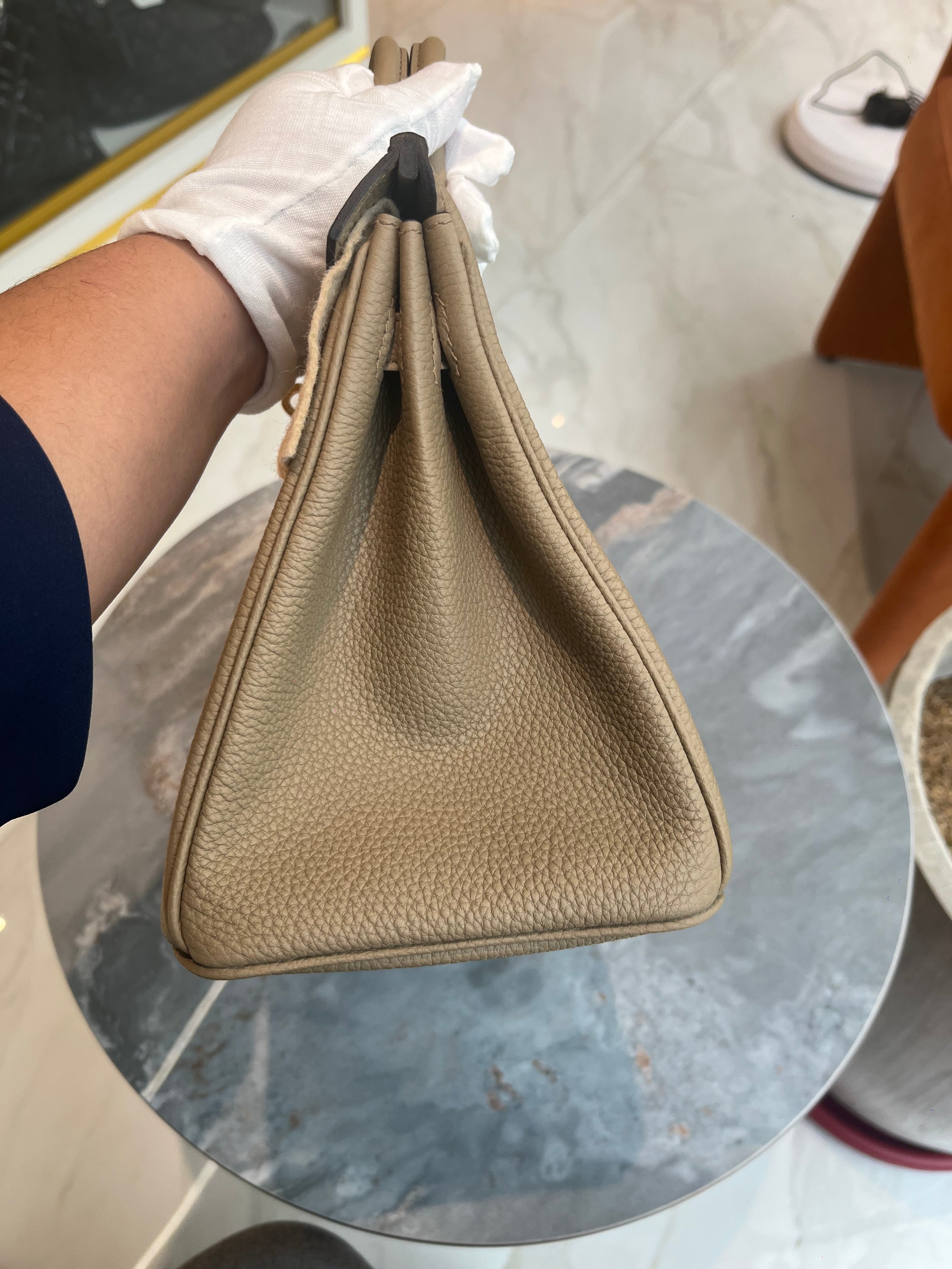 Birkin 25 Retourne in Beige Marfa Togo Leather & Gold Hardware Stamp K (2025) | Purse Maison Luxury Bags Shop