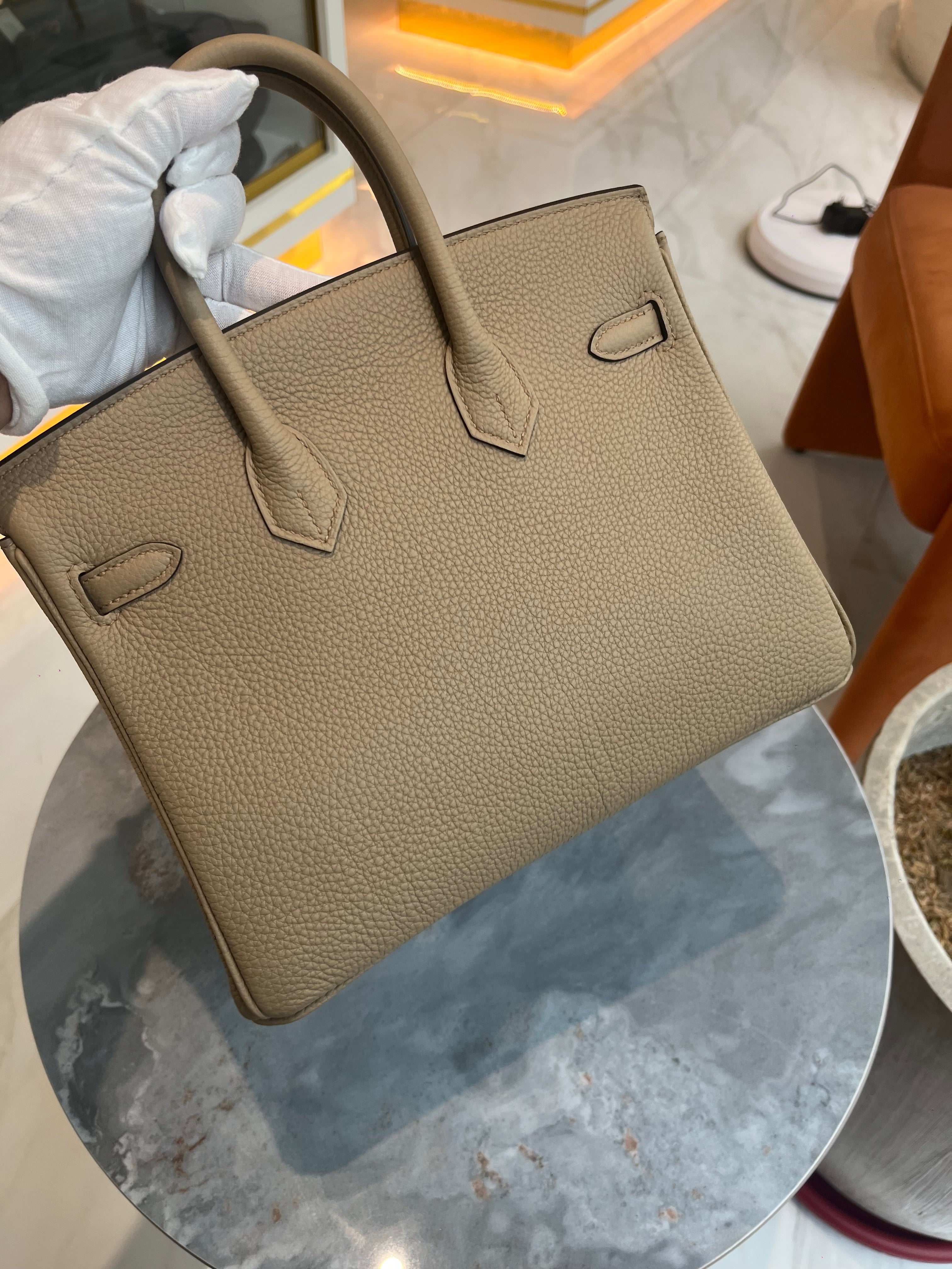 Birkin 25 Retourne in Beige Marfa Togo Leather & Gold Hardware Stamp K (2025) | Purse Maison Luxury Bags Shop
