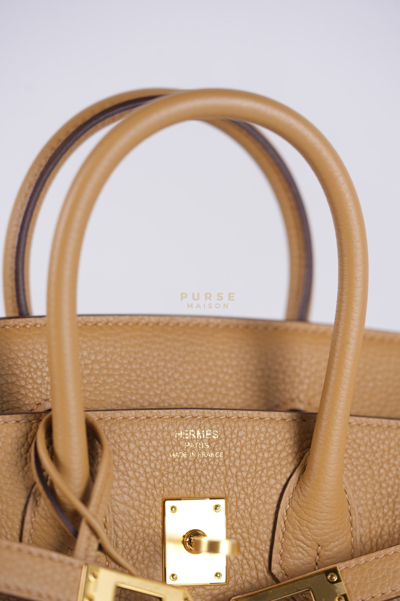 Birkin 25 Retourne in Biscuit Togo Leather and Gold Hardware Stamp U (2022) | Purse Maison Luxury Bags Shop