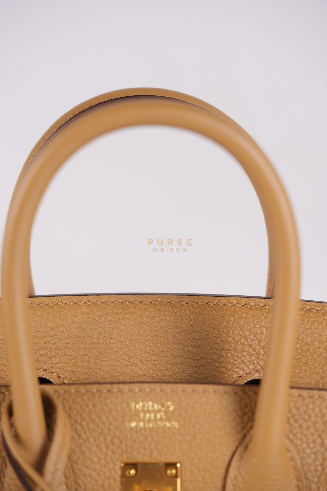 Birkin 25 Retourne in Biscuit Togo Leather and Gold Hardware Stamp U (2022) | Purse Maison Luxury Bags Shop