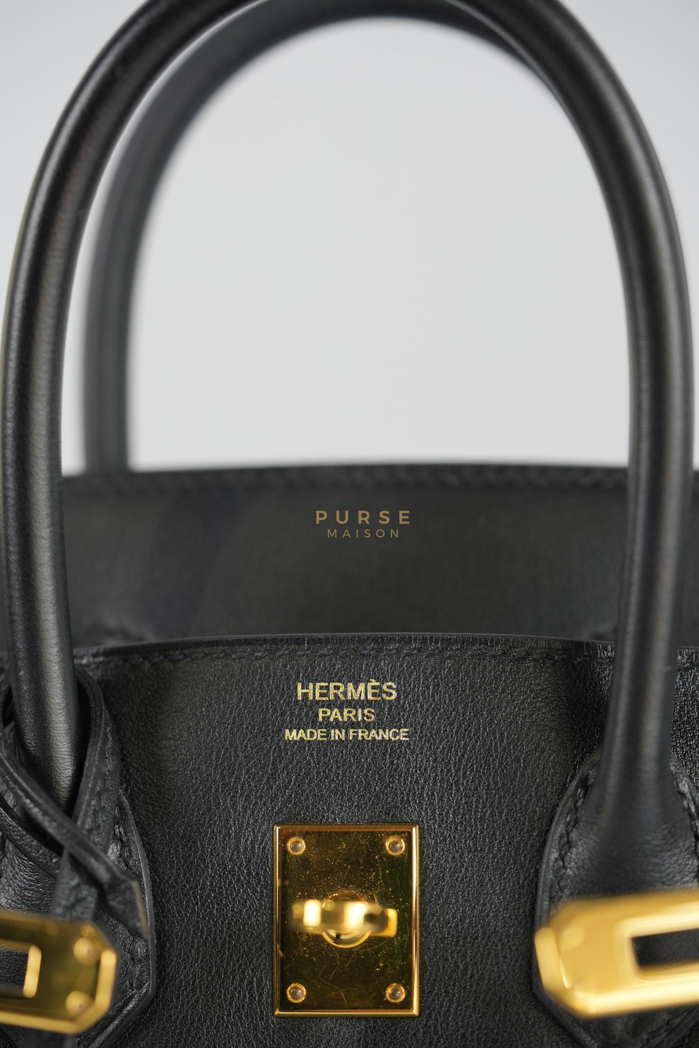 Birkin 25 Retourne in Black Swift Leather and Gold Hardware Stamp A (2017) | Purse Maison Luxury Bags Shop