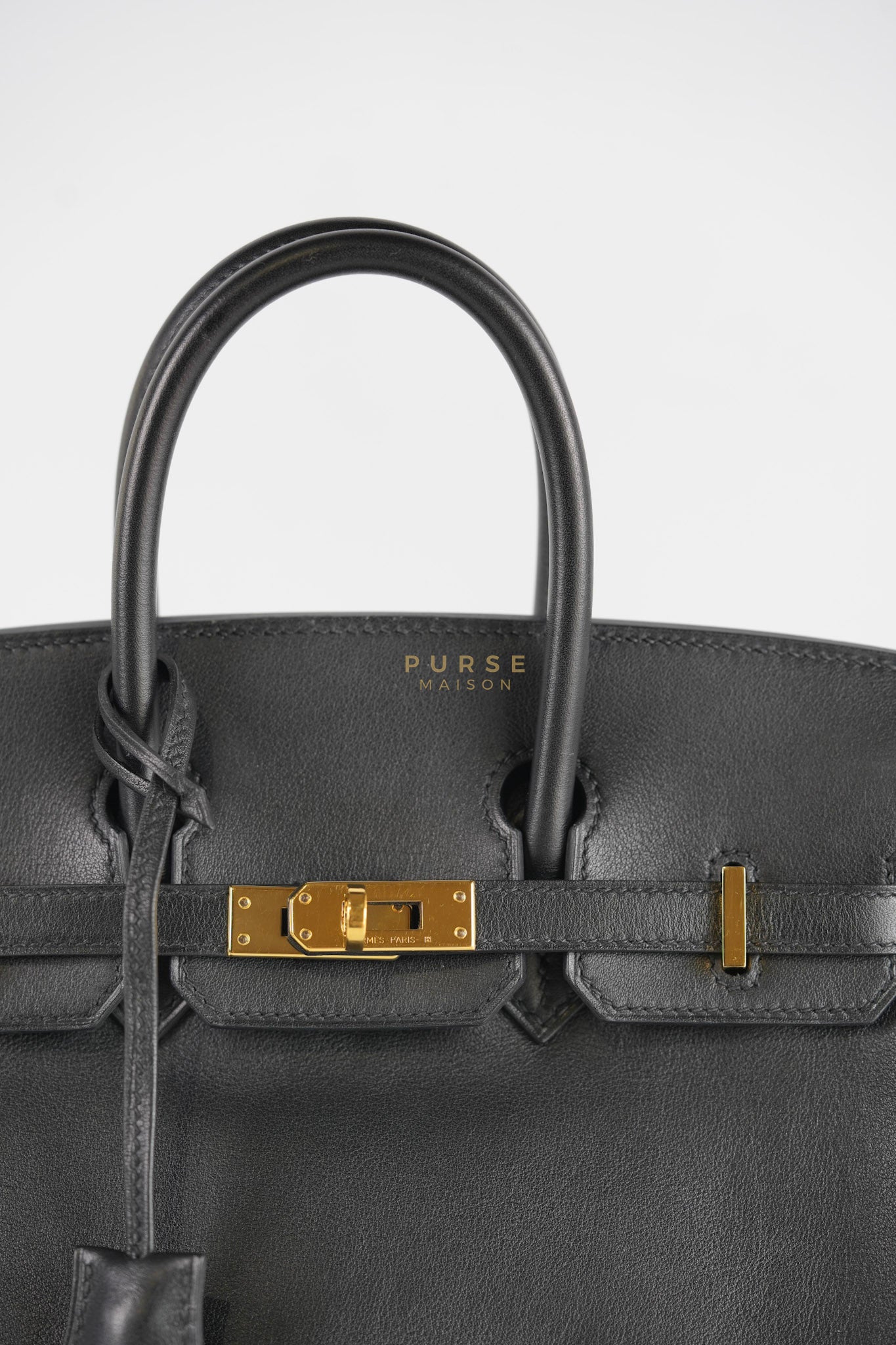 Birkin 25 Retourne in Black Swift Leather and Gold Hardware Stamp A (2017) | Purse Maison Luxury Bags Shop