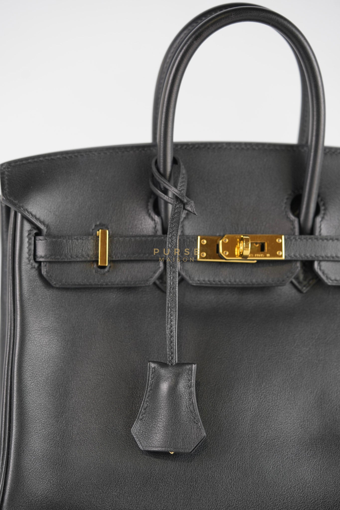 Birkin 25 Retourne in Black Swift Leather and Gold Hardware Stamp A (2017) | Purse Maison Luxury Bags Shop