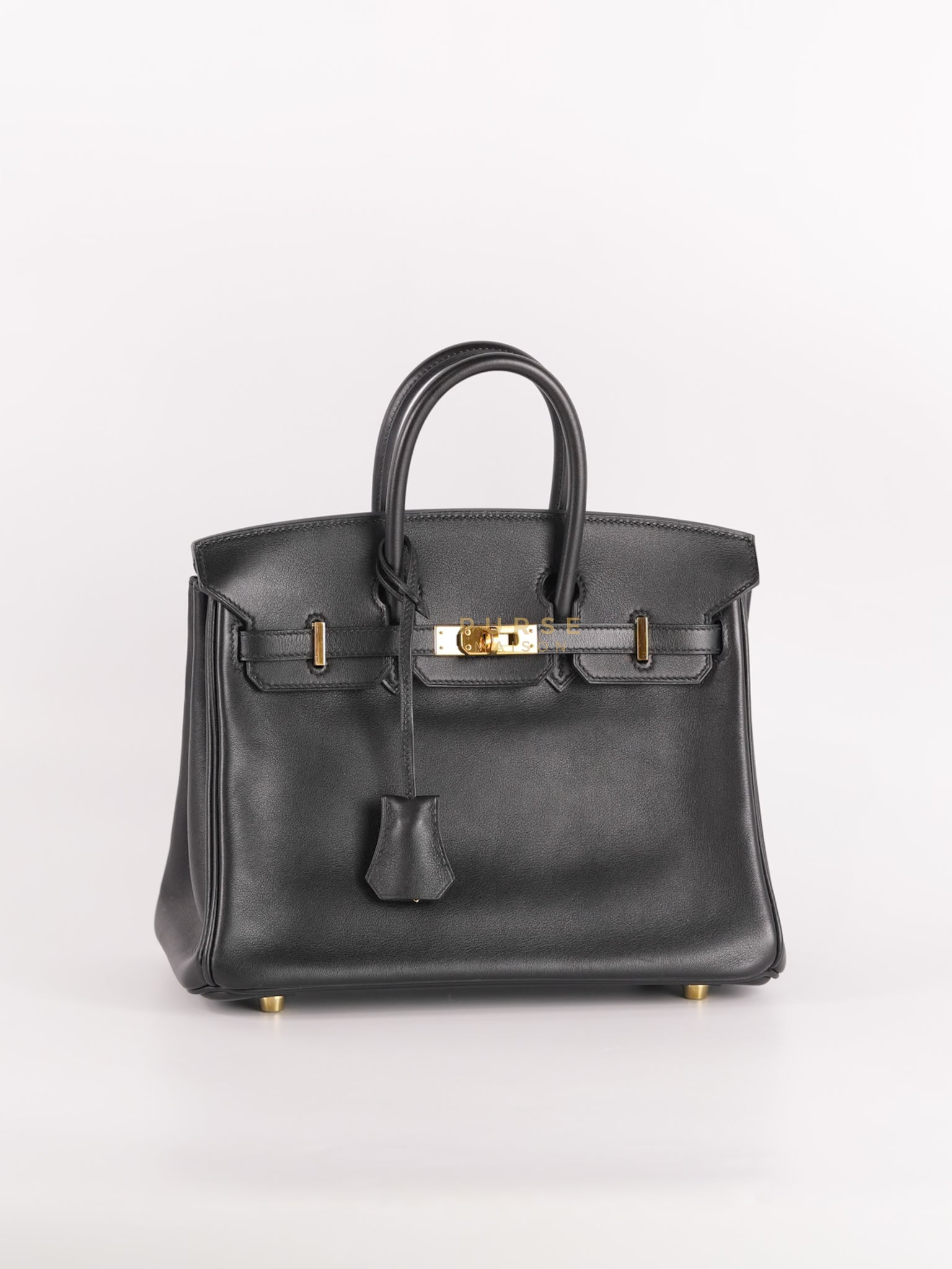 Birkin 25 Retourne in Black Swift Leather and Gold Hardware Stamp A (2017) | Purse Maison Luxury Bags Shop