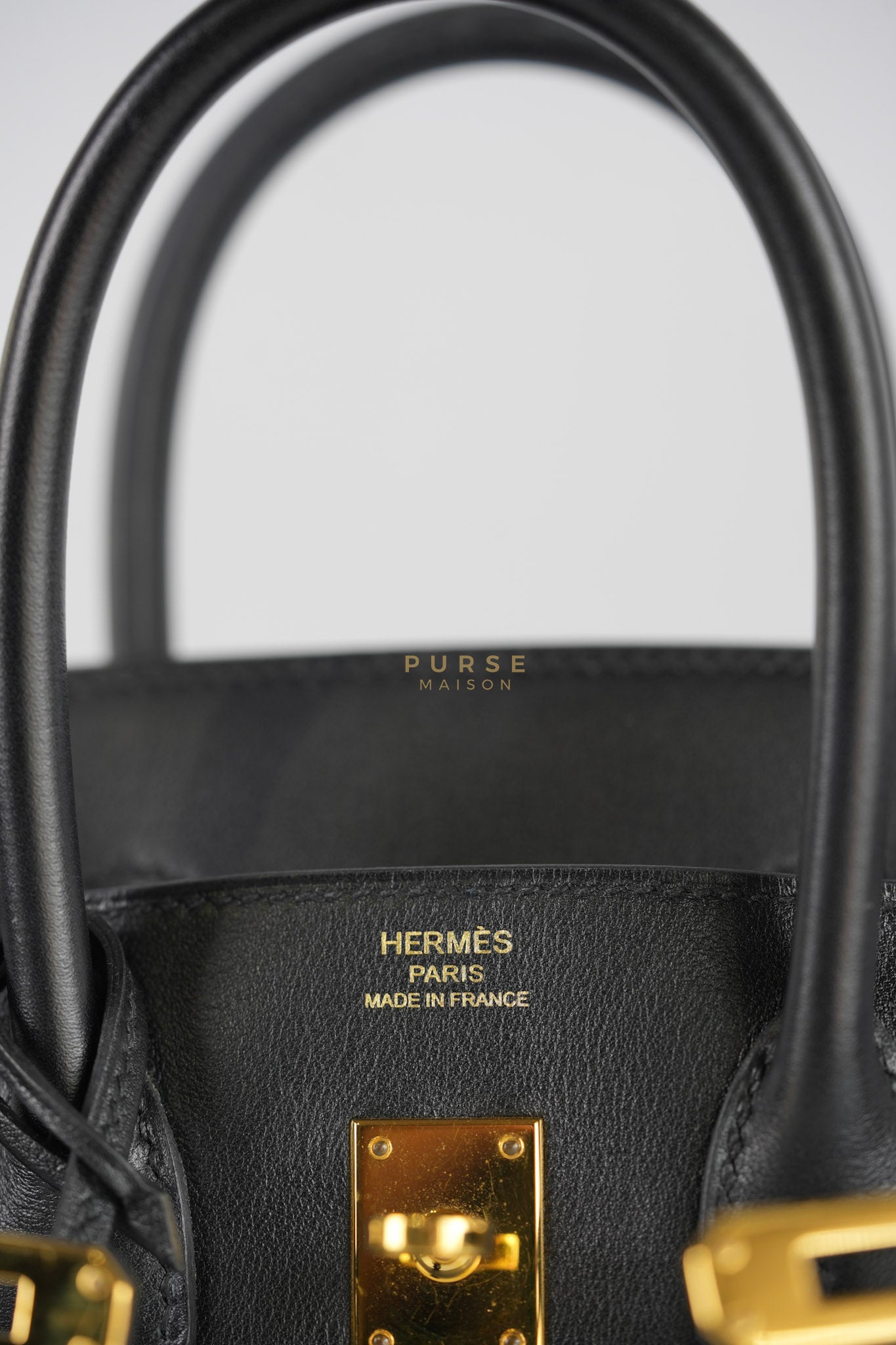 Birkin 25 Retourne in Black Swift Leather and Gold Hardware Stamp A (2017) | Purse Maison Luxury Bags Shop