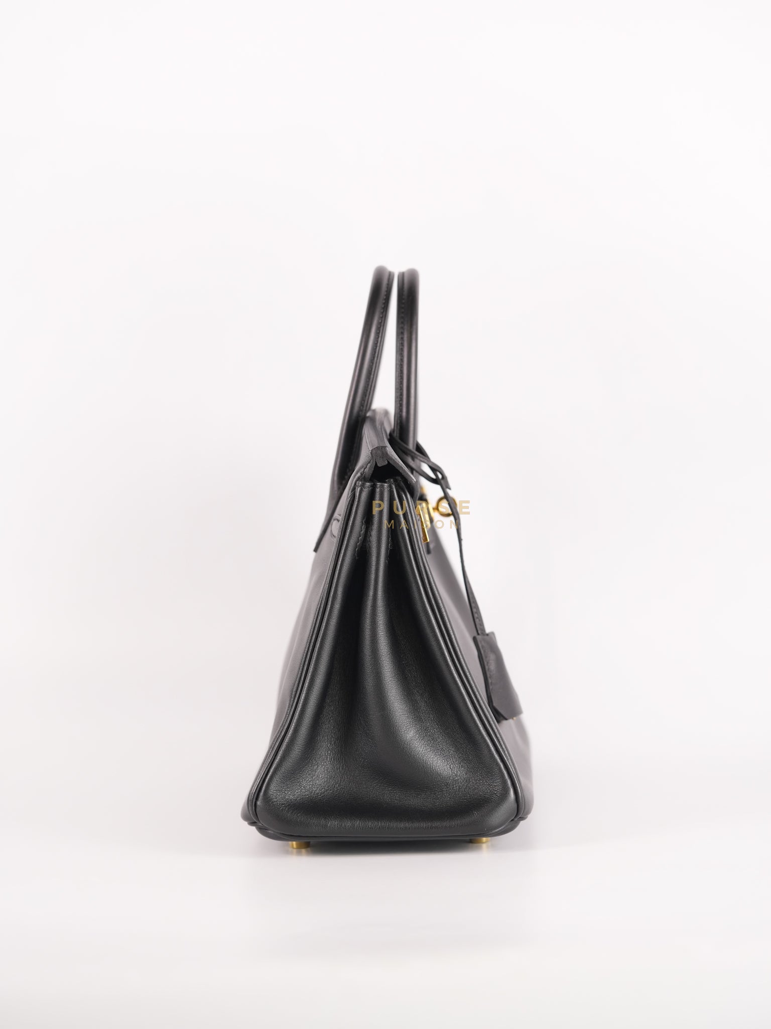 Birkin 25 Retourne in Black Swift Leather and Gold Hardware Stamp A (2017) | Purse Maison Luxury Bags Shop