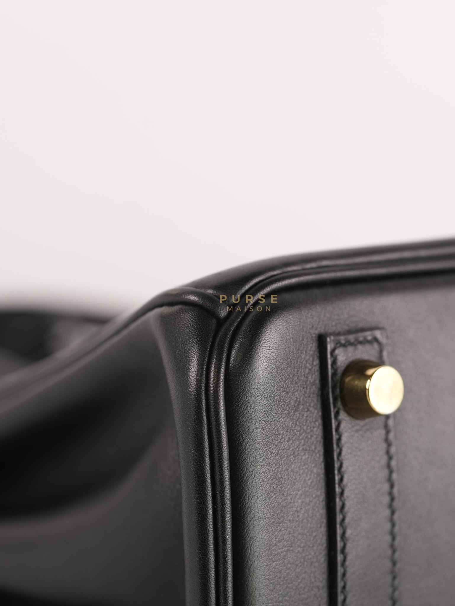 Birkin 25 Retourne in Black Swift Leather and Gold Hardware Stamp A (2017) | Purse Maison Luxury Bags Shop