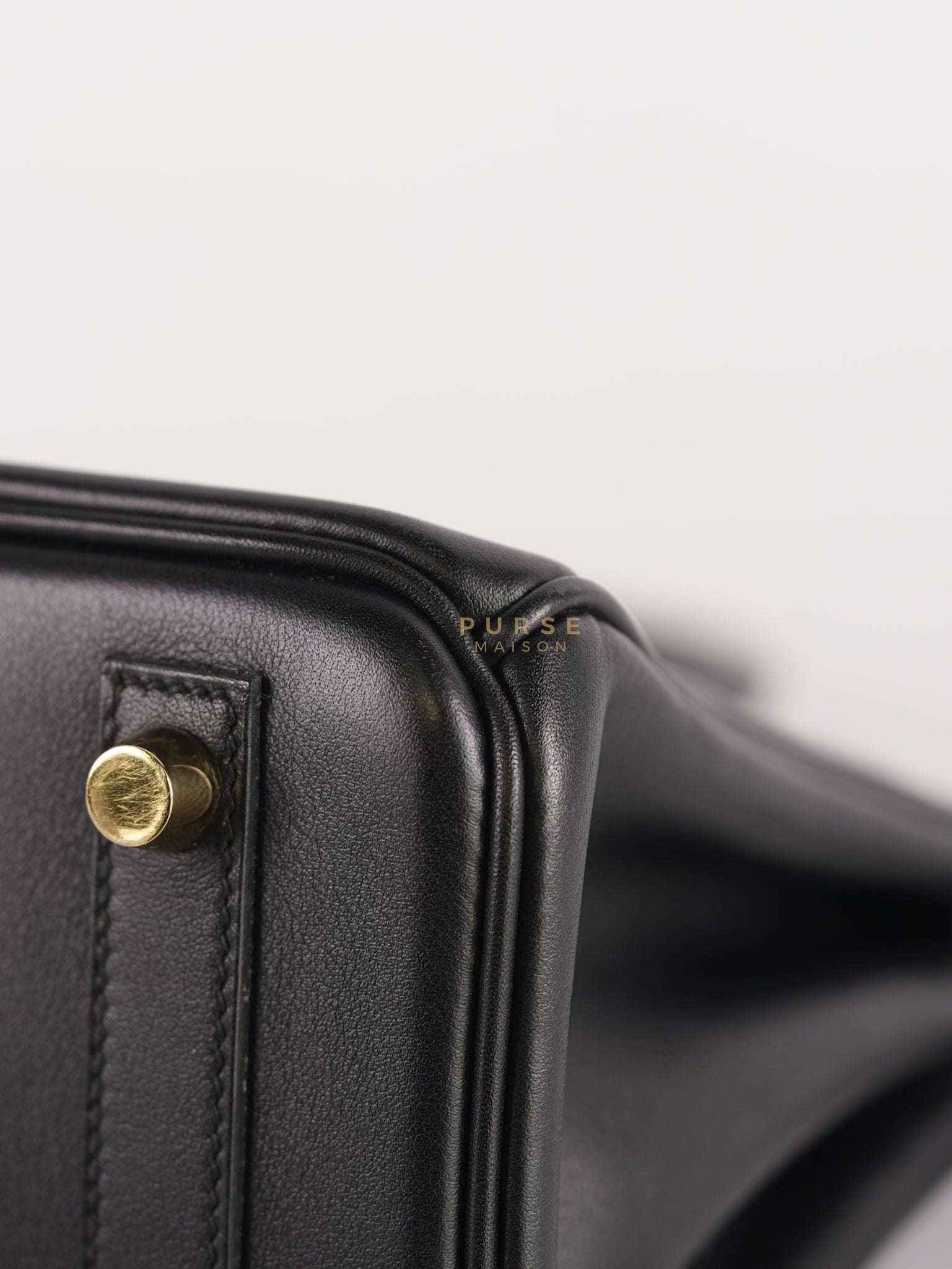 Birkin 25 Retourne in Black Swift Leather and Gold Hardware Stamp A (2017) | Purse Maison Luxury Bags Shop