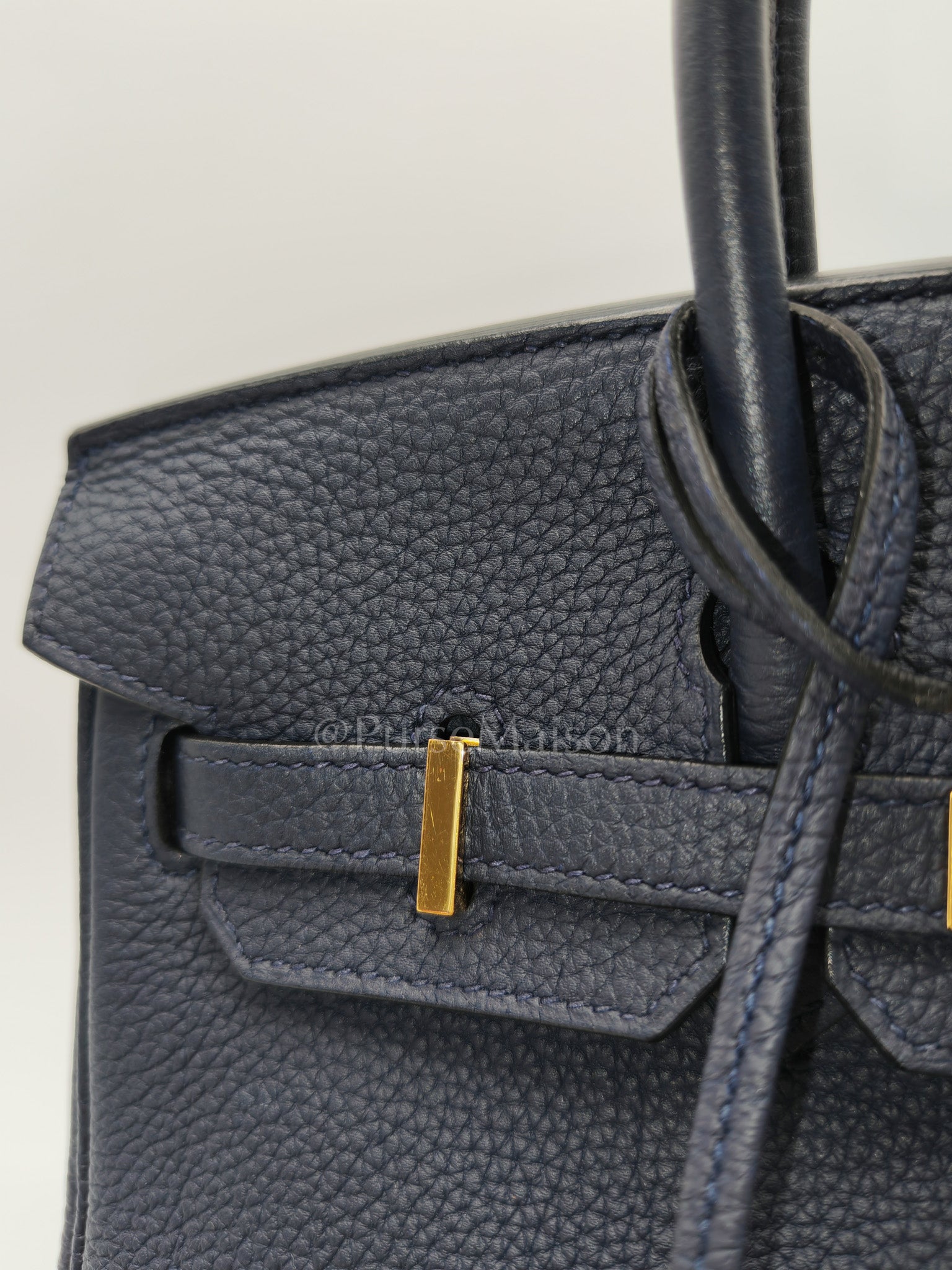 Birkin 25 Retourne in Bleu Nuit Togo Leather & Gold hardware Stamp D (2019) | Purse Maison Luxury Bags Shop