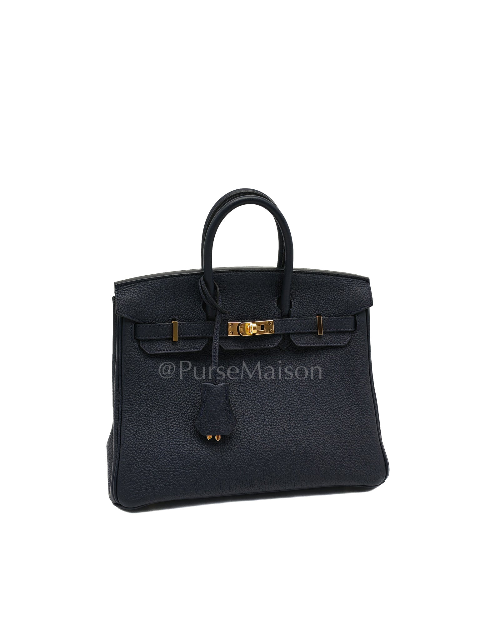 Birkin 25 Retourne in Bleu Nuit Togo Leather & Gold hardware Stamp D (2019) | Purse Maison Luxury Bags Shop
