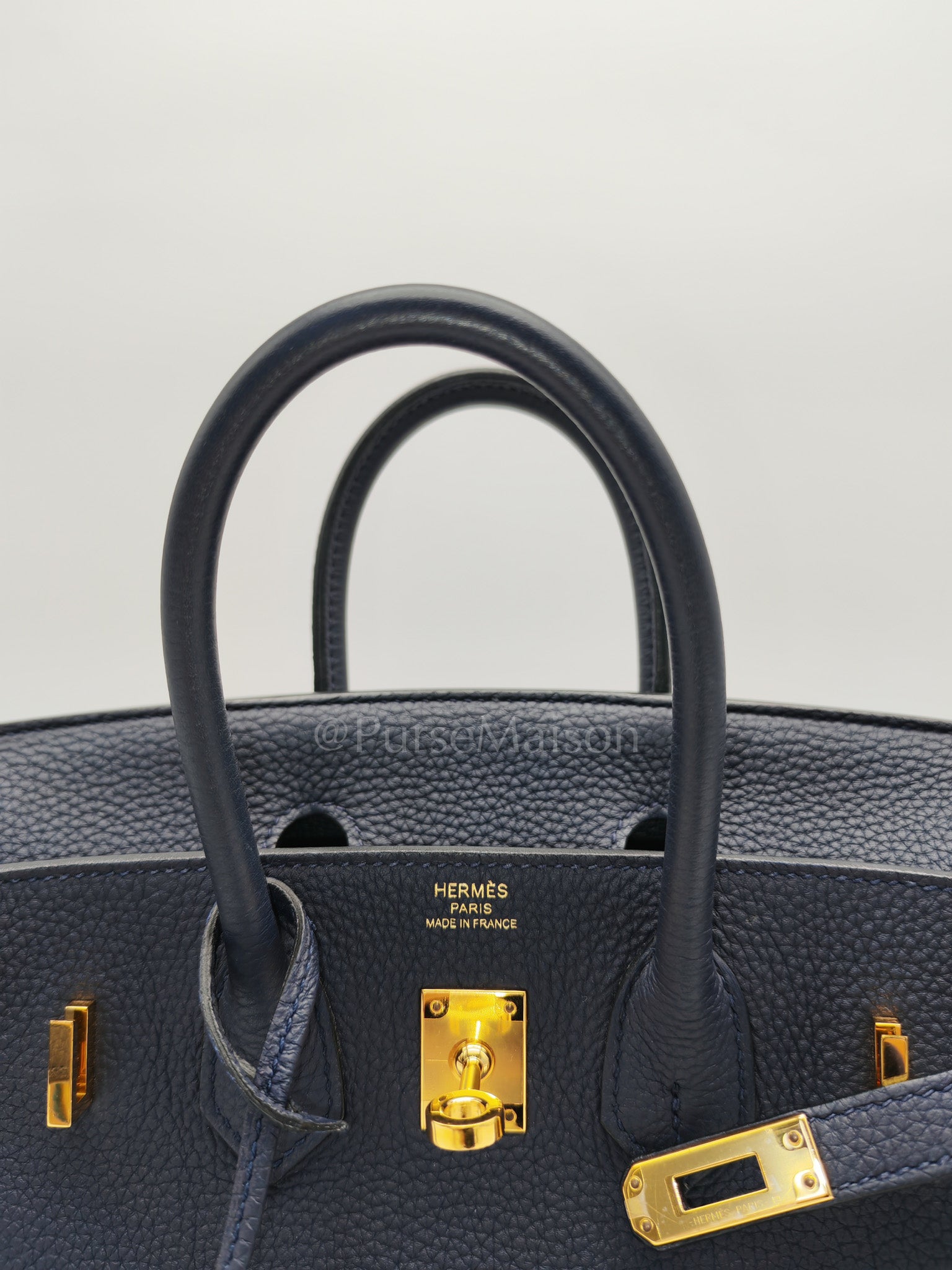 Birkin 25 Retourne in Bleu Nuit Togo Leather & Gold hardware Stamp D (2019) | Purse Maison Luxury Bags Shop