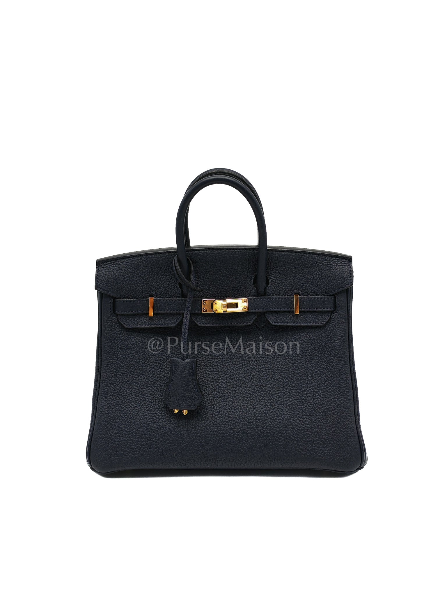 Birkin 25 Retourne in Bleu Nuit Togo Leather & Gold hardware Stamp D (2019) | Purse Maison Luxury Bags Shop