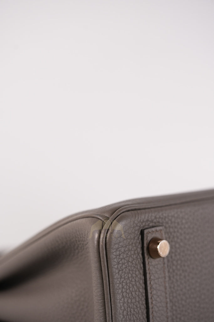 Birkin 25 Retourne in Etain Togo Leather and Gold Hardware Stamp D (2019) | Purse Maison Luxury Bags Shop