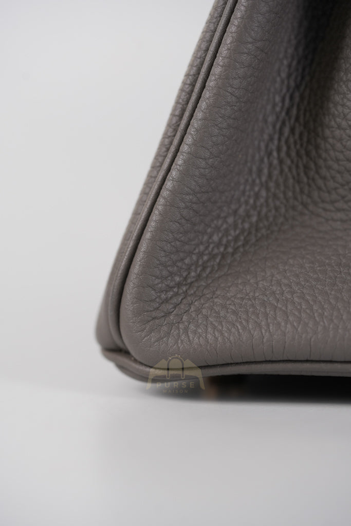 Birkin 25 Retourne in Etain Togo Leather and Gold Hardware Stamp D (2019) | Purse Maison Luxury Bags Shop