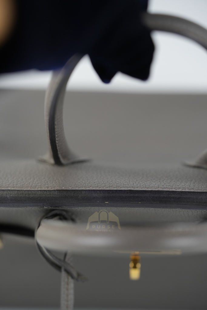 Birkin 25 Retourne in Etain Togo Leather and Gold Hardware Stamp D (2019) | Purse Maison Luxury Bags Shop