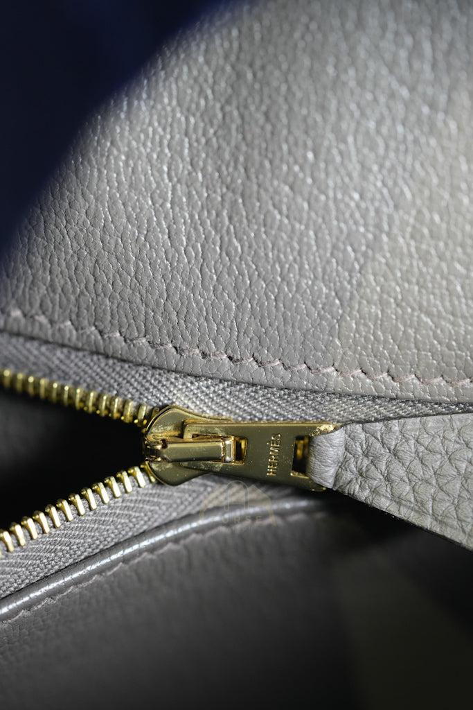 Birkin 25 Retourne in Etain Togo Leather and Gold Hardware Stamp D (2019) | Purse Maison Luxury Bags Shop